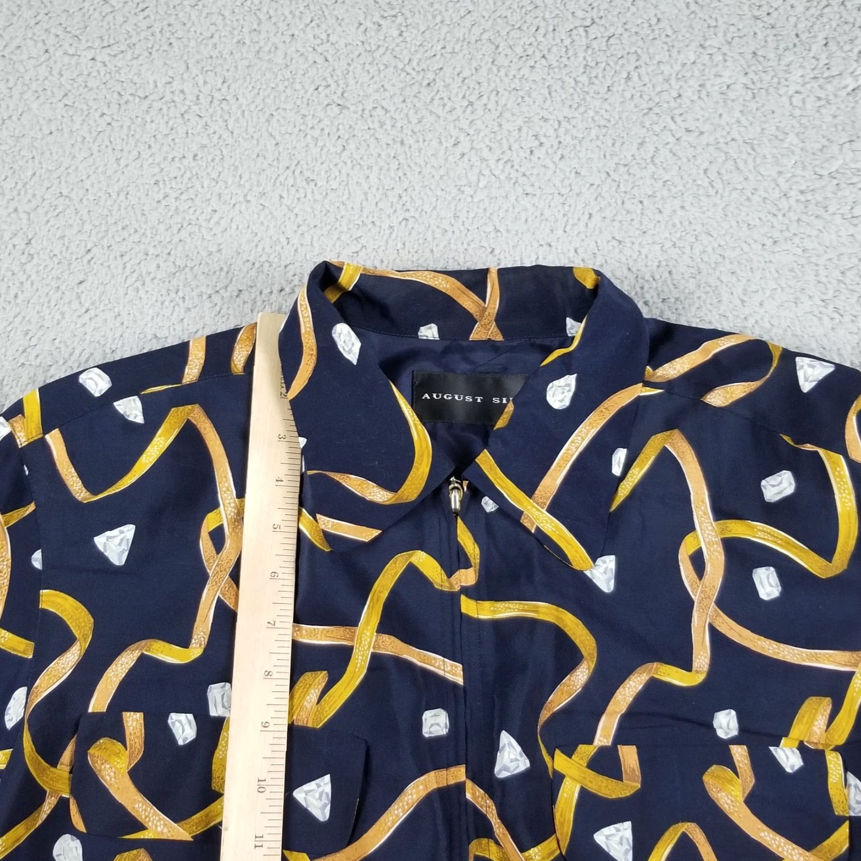 Vintage VINTAGE August Silk Bomber Jacket Geometric Clock Diamond Matching Shirt Blouse Medium Blue Unisex Adults PME-? Size M / US 6-8 / IT 42-44 - 4 Thumbnail