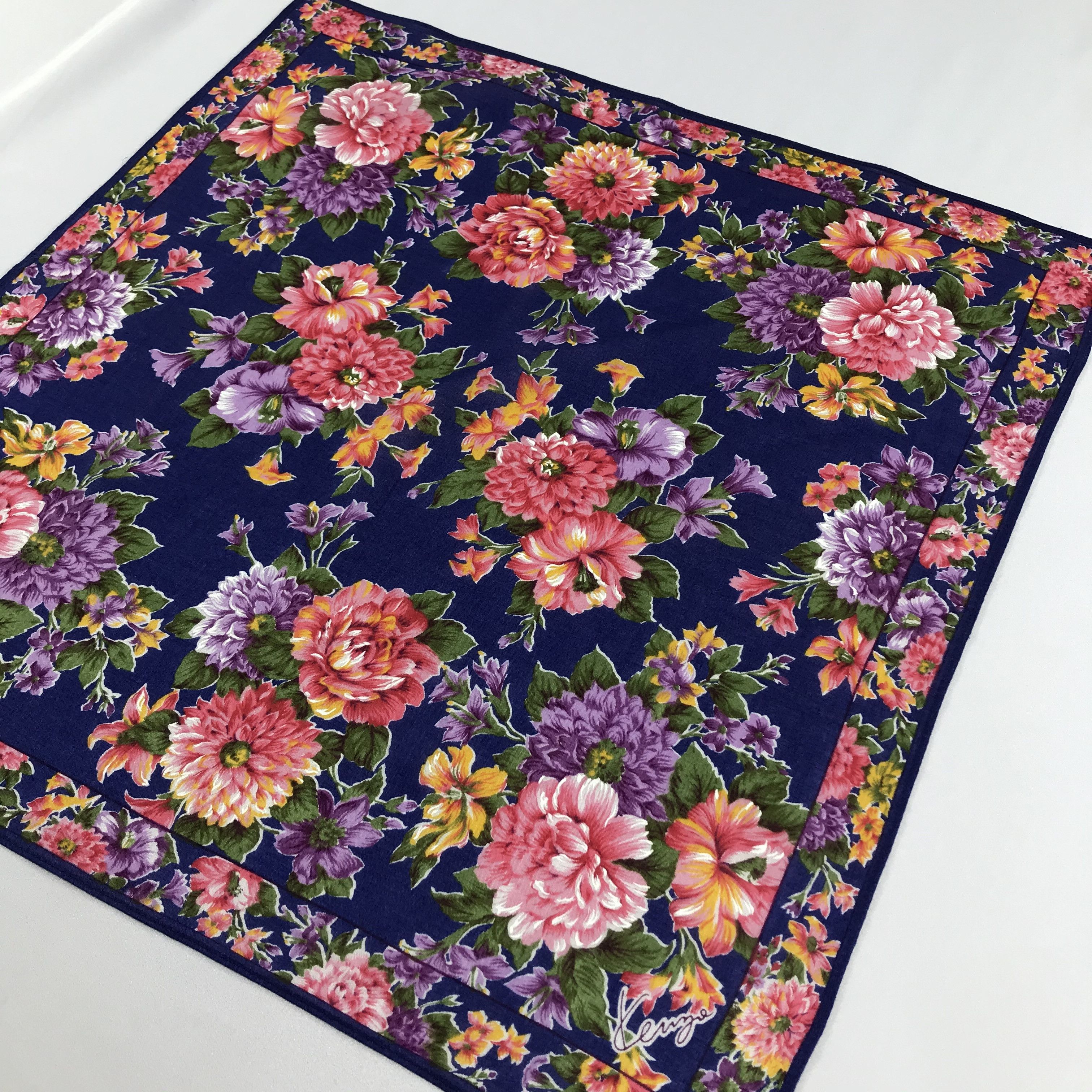 Kenzo Floral Handkerchief Neckerchief Bandana H1020