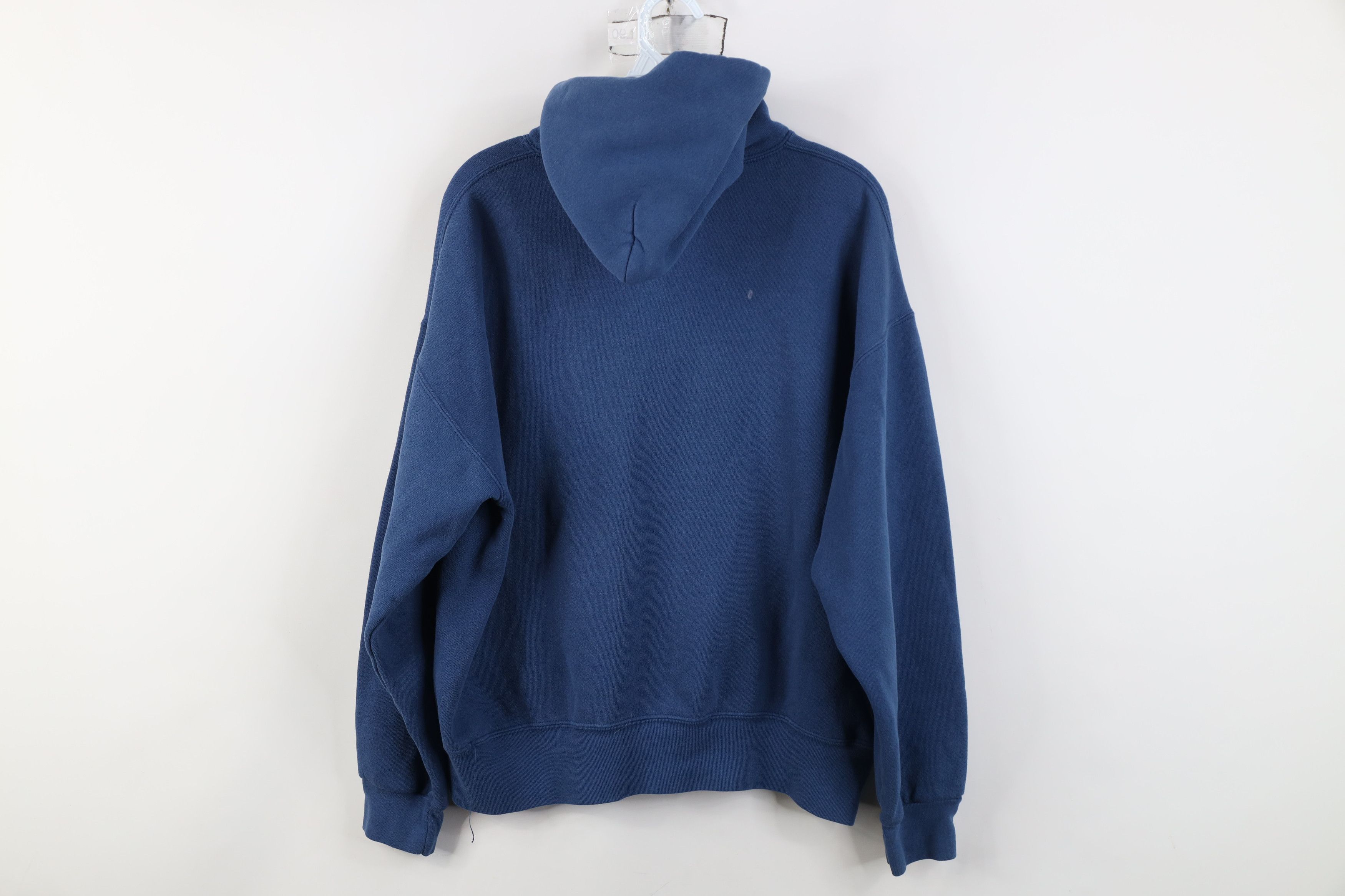 Vintage Vintage 90s Streetwear Blank Boxy Fit Hoodie Sweatshirt Blue Size L / US 10 / IT 46 - 14 Thumbnail