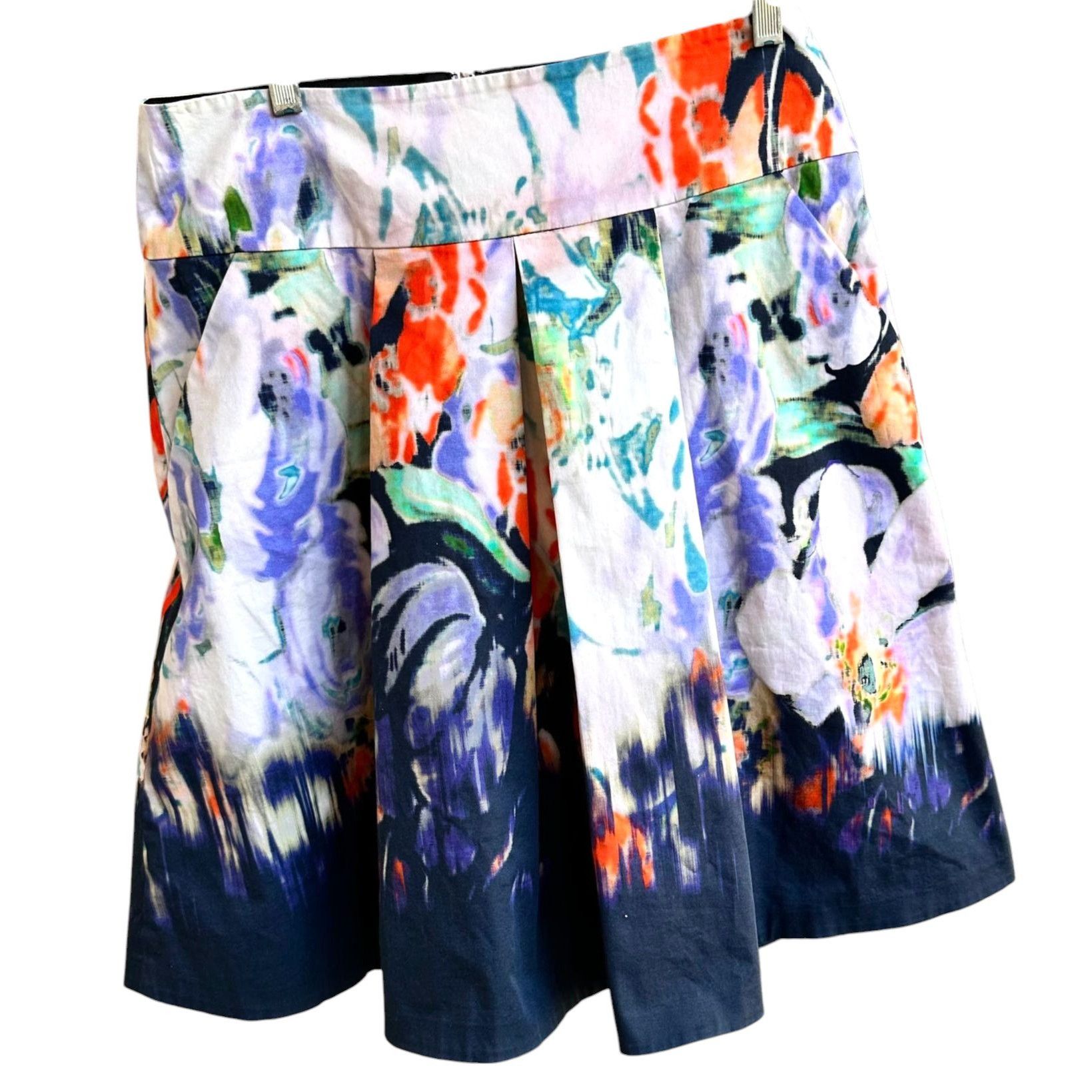 Elie Tahari × Nordstrom Elie Tahari Nordstrom Watercolor Skirt Size 12 A Line Zip Size 32" / US 10 / IT 46 - 1 Thumbnail