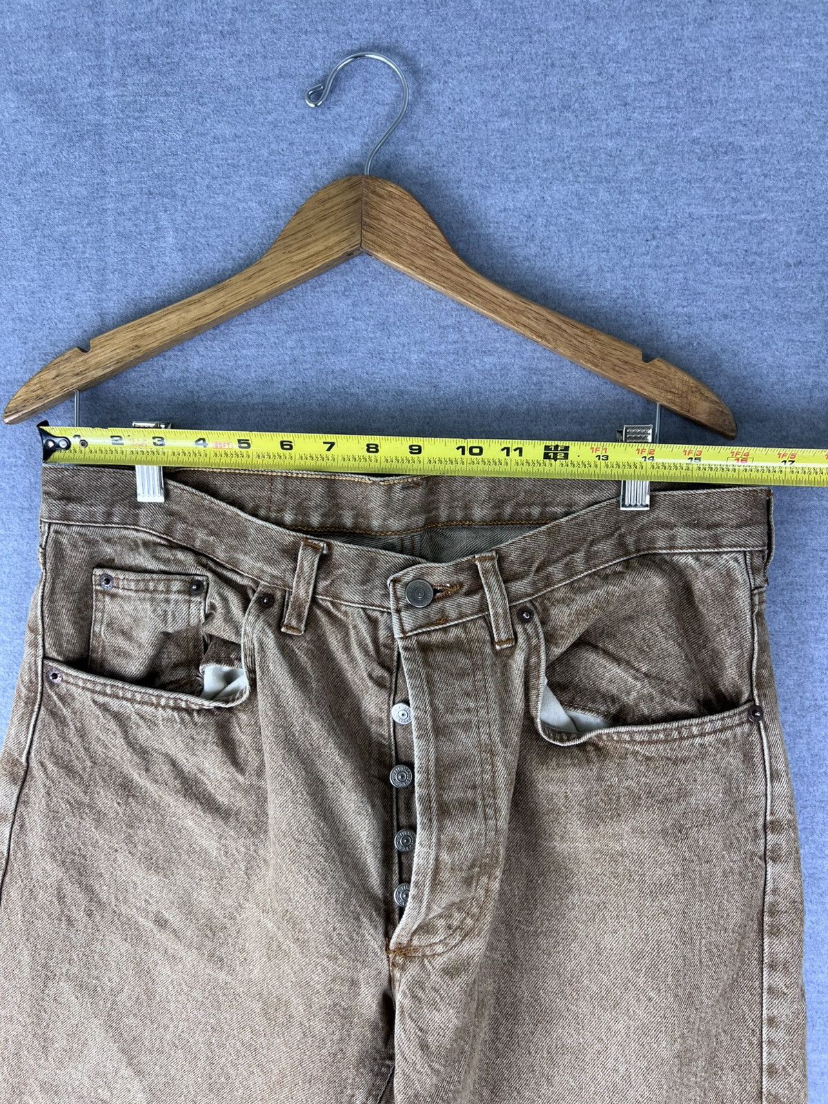 Levi's Vintage Levis Jeans Mens 32x30 Camel Brown Denim 501 Size US 32 / EU 48 - 6 Thumbnail