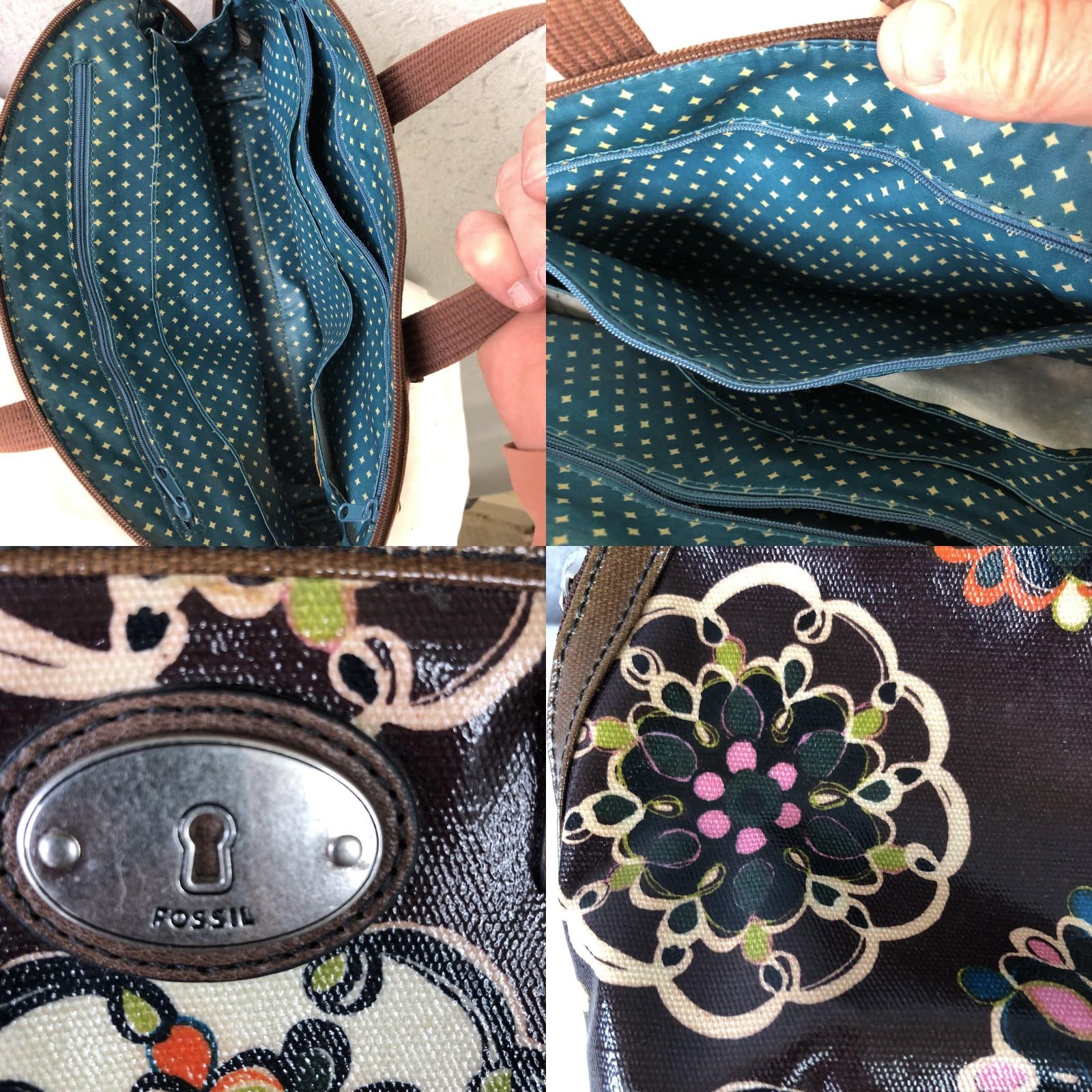 Fossil Fossil Key Per Satchel Handbag Womens Brown Floral PVC Top Handle Bag Medium Casual Travel Size M / US 6-8 / IT 42-44 - 8 Thumbnail