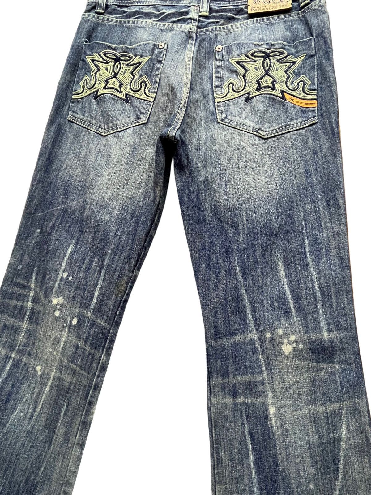 Parasuco PUNK FLARE🔥PARASUCO DENIM LEGEND Distressed Tribal Jeans💥 Size US 33 - 14 Thumbnail