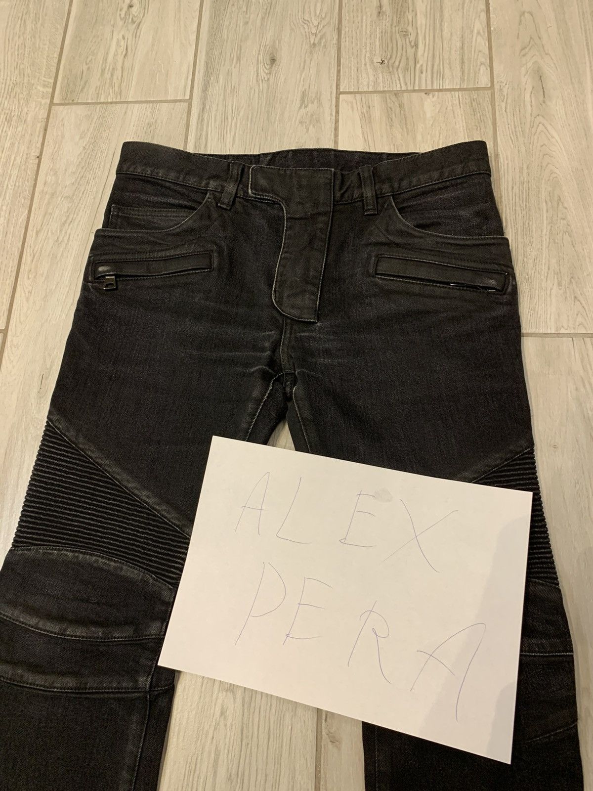 Balmain Balmain Black Biker Jeans Size US 29 - 2 Thumbnail