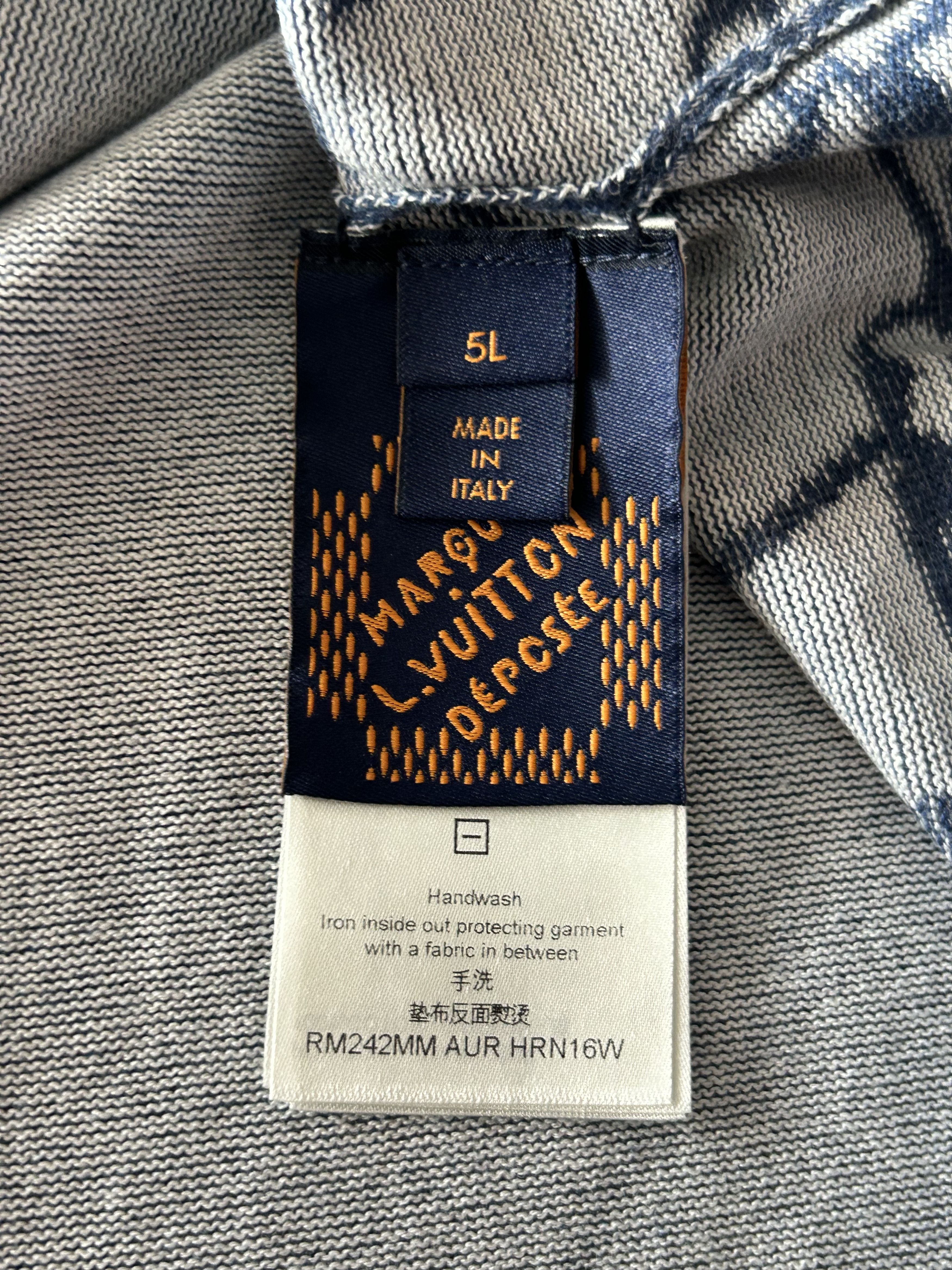 Louis Vuitton Blue & White Barb Wire Monogram Intarsia T-Shirt Size US XXL / EU 58 / 5 - 4 Thumbnail