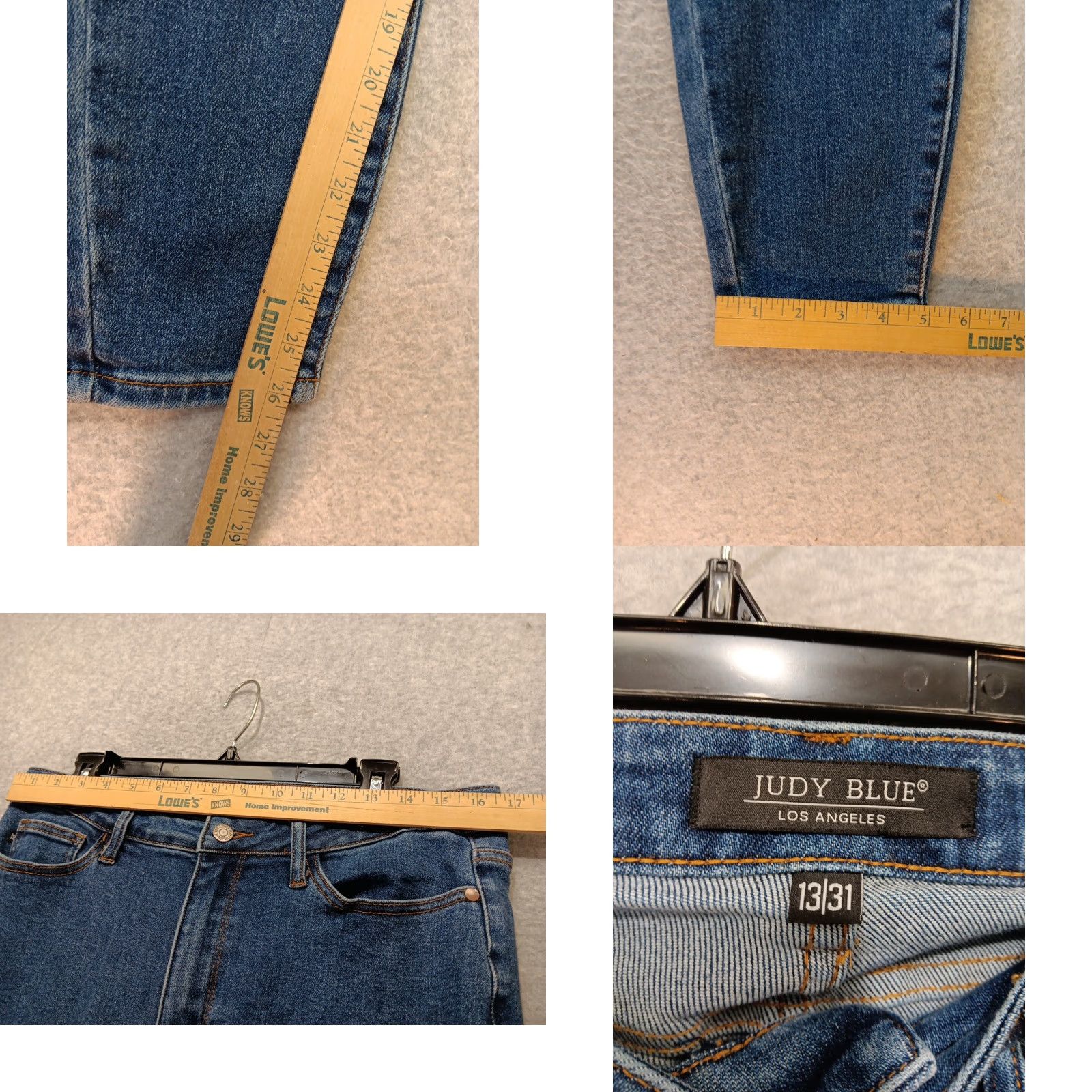 Vintage Judy Blue Jeans Skinny Fit High Rise Womens 31x27 Blue Denim Stretch 5-Pocket Zipper Button Jeans Size 24" / US 00 / IT 34 - 8 Thumbnail