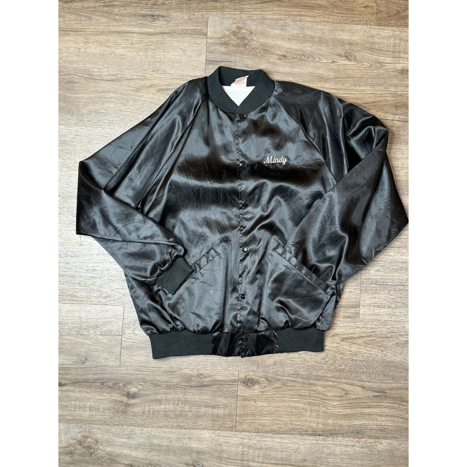 Vintage Vintage Cardinal Satin Jacket Embroidered "Mindy" Softball Size US XL / EU 56 / 4 - 2 Thumbnail