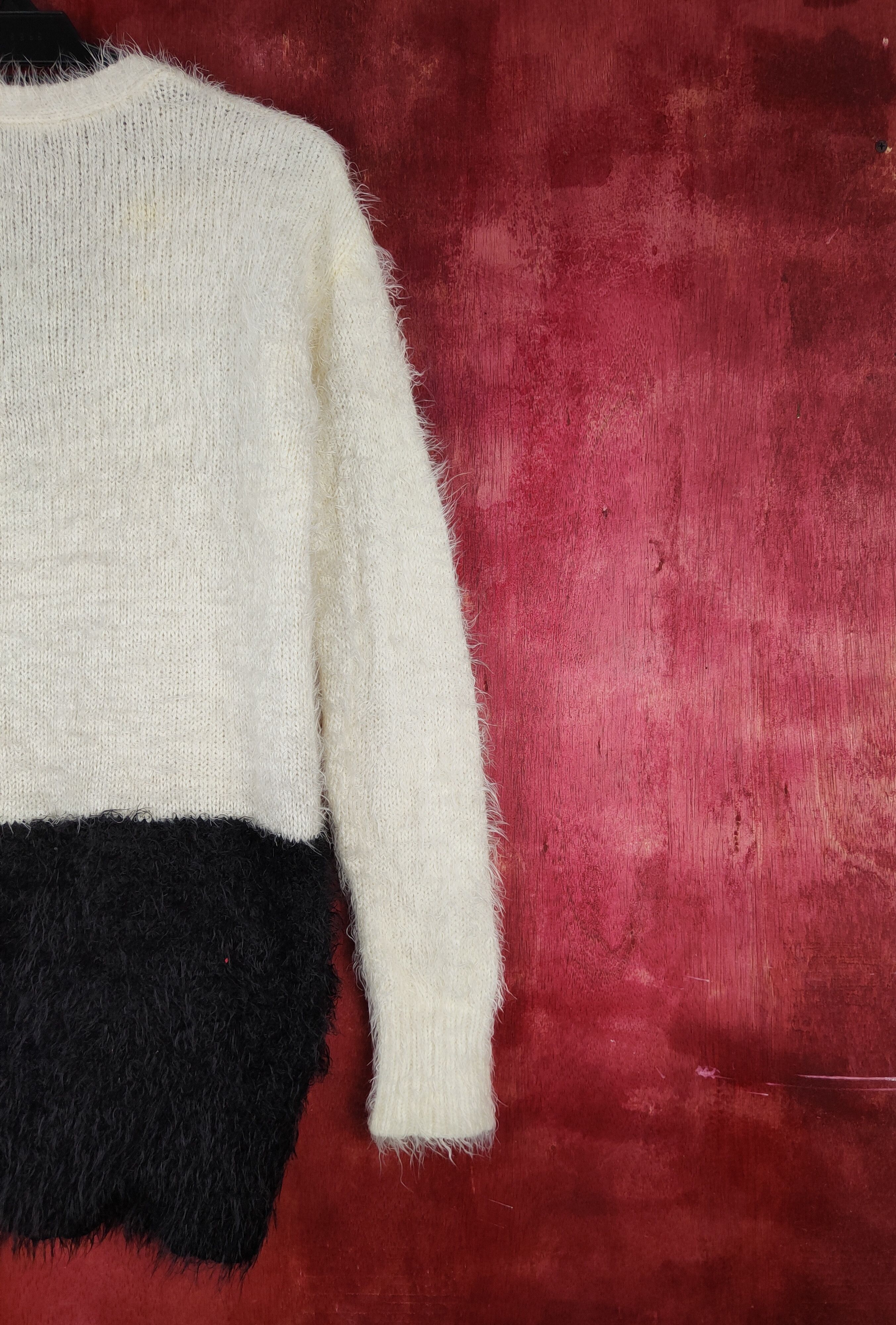 Homespun Knitwear Sureve Black Shag Shaggy Fur Mohair Knitwear Cardigan #S2069 Size M / US 6-8 / IT 42-44 - 9 Thumbnail