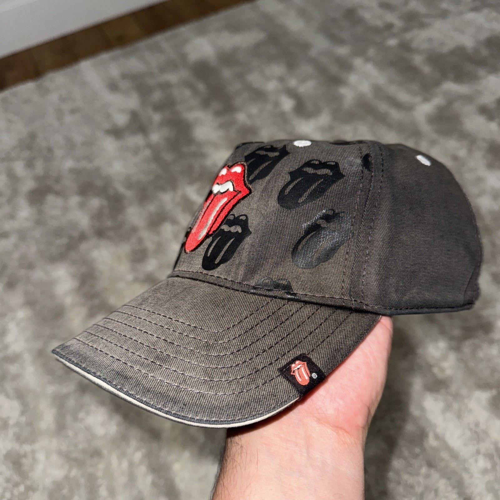 Band Tees × The Rolling Stones Rolling Stones Tongue Logo Hat Black Baseball Cap Band Size ONE SIZE - 2 Thumbnail