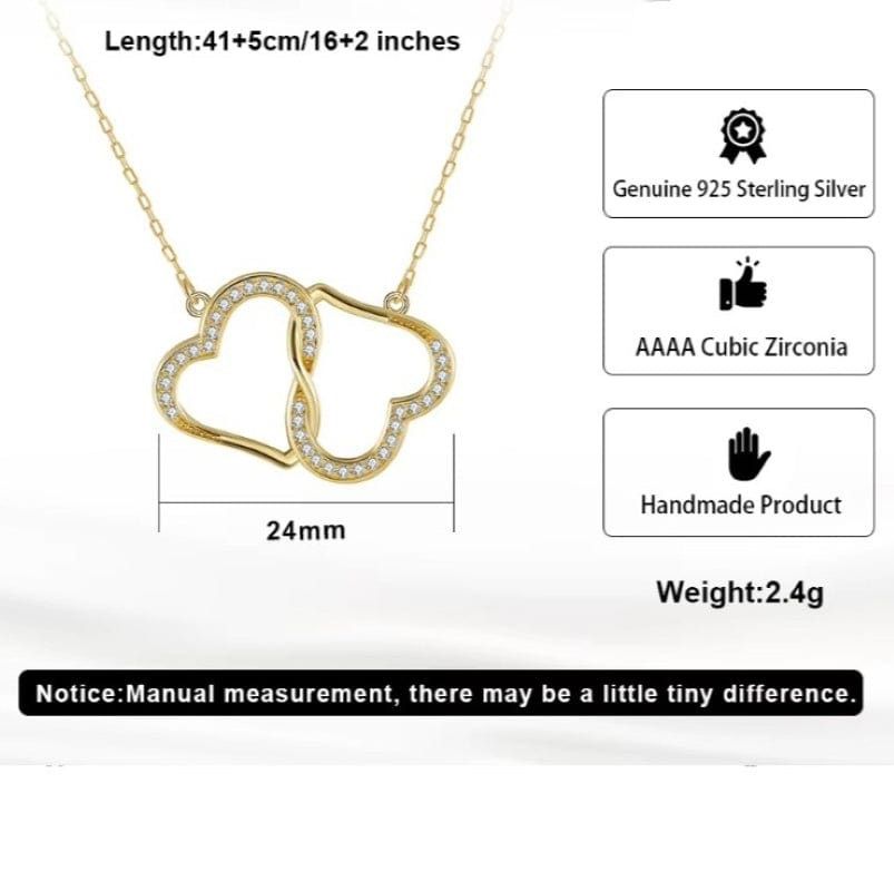 Designer Sterling Silver 2 Hearts Bonded Together For Life Necklace Size ONE SIZE - 5 Thumbnail