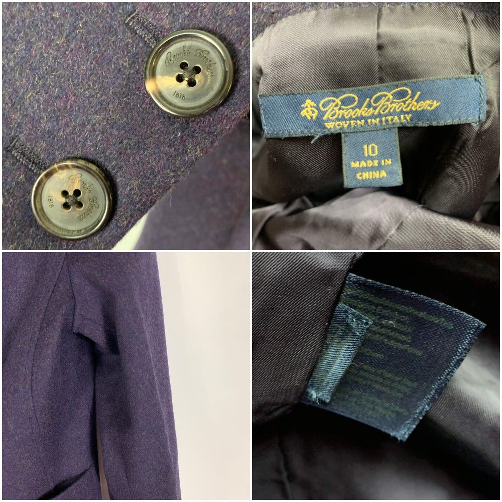 Brooks Brothers 10 Wool Alpaca Peacoat Jacket Purple Preppy