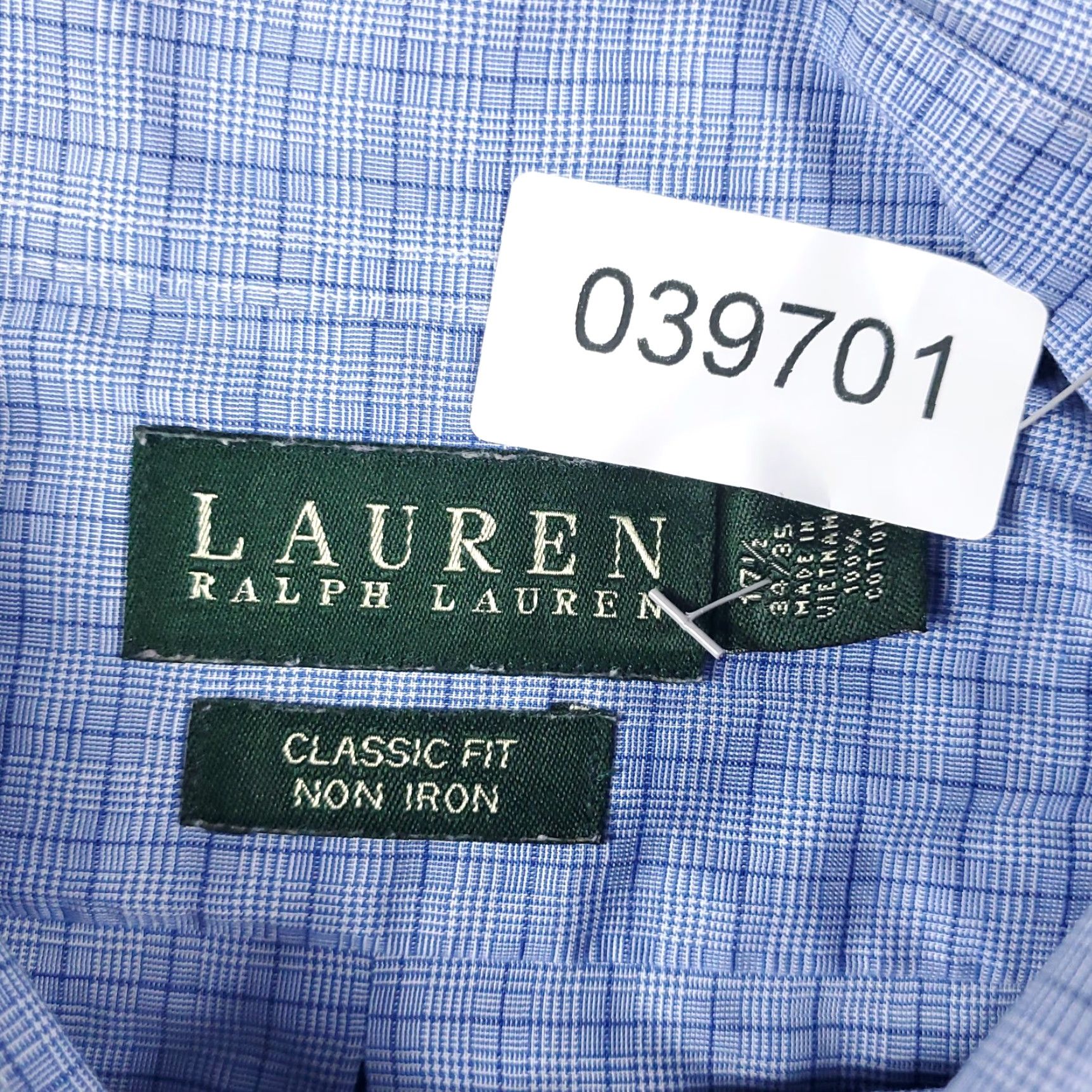 Ralph Lauren Ralph Lauren Dress Shirt Mens 17.5 Blue Plaid Button-Down Long Sleeve Cotton Mens Size 46R - 8 Thumbnail