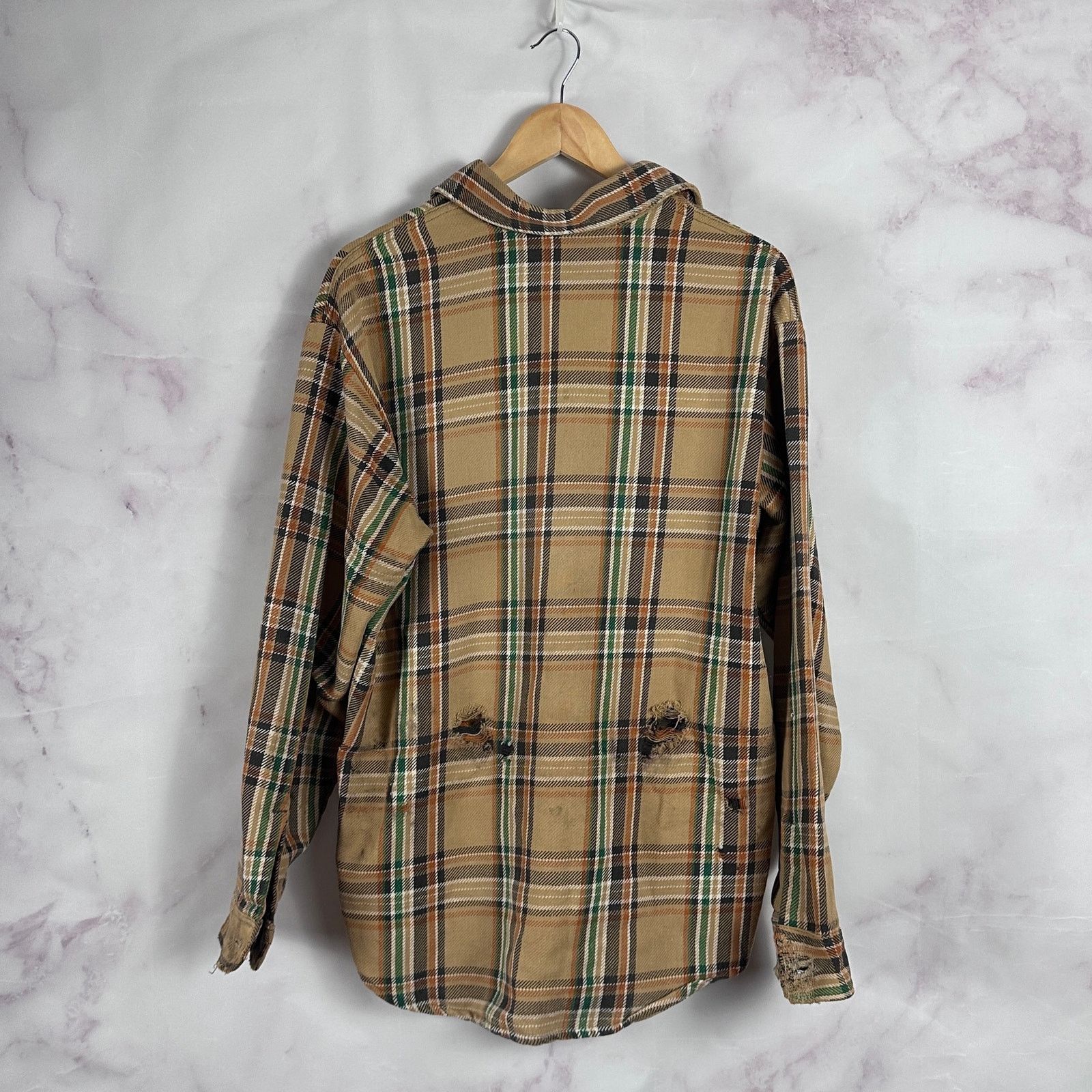 Sears Vintage Boro Repaired & Distressed Flannel Size US L / EU 52-54 / 3 - 8 Thumbnail