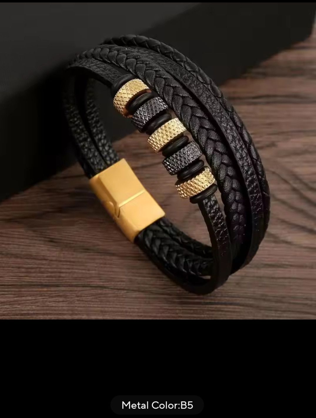 Homemade Handcrafted Leather Bracelet – Multi-Layer Braided Design Size ONE SIZE - 23 Thumbnail