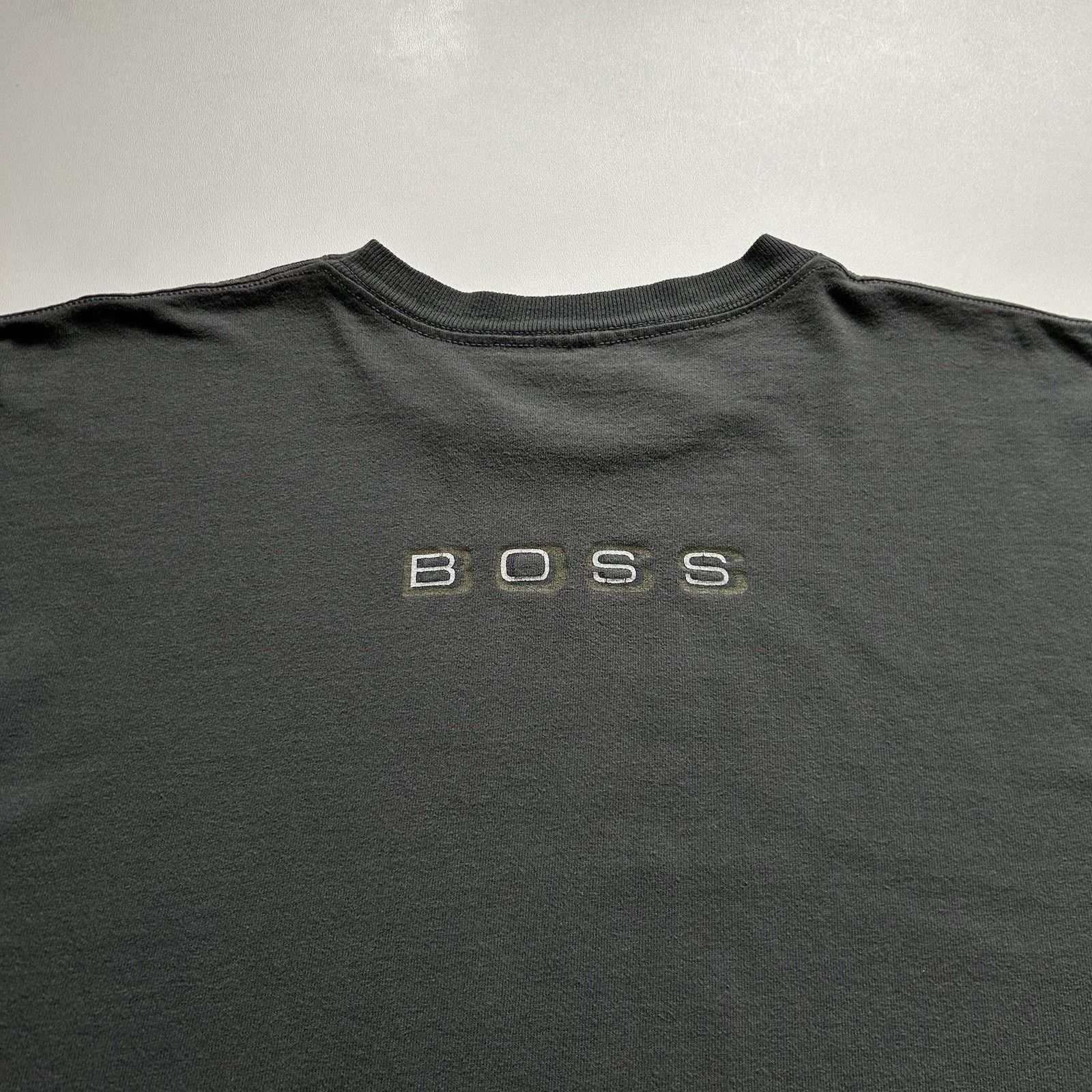 Vintage Vintage 90s Boss T Shirt XXL Black Faded Spell Out Graphic Size US XXL / EU 58 / 5 - 4 Thumbnail