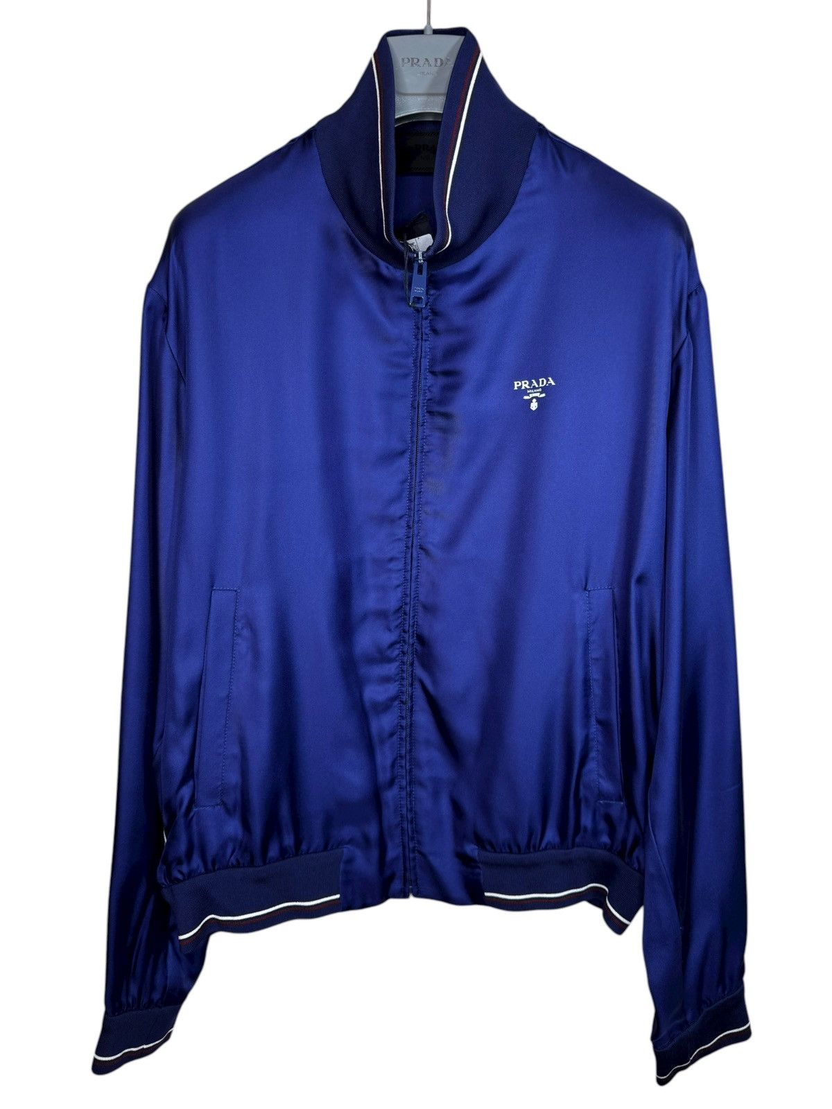 Prada Prada blue silk jacket with tricolor trim – Size L Size US L / EU 52-54 / 3 - 1 Thumbnail