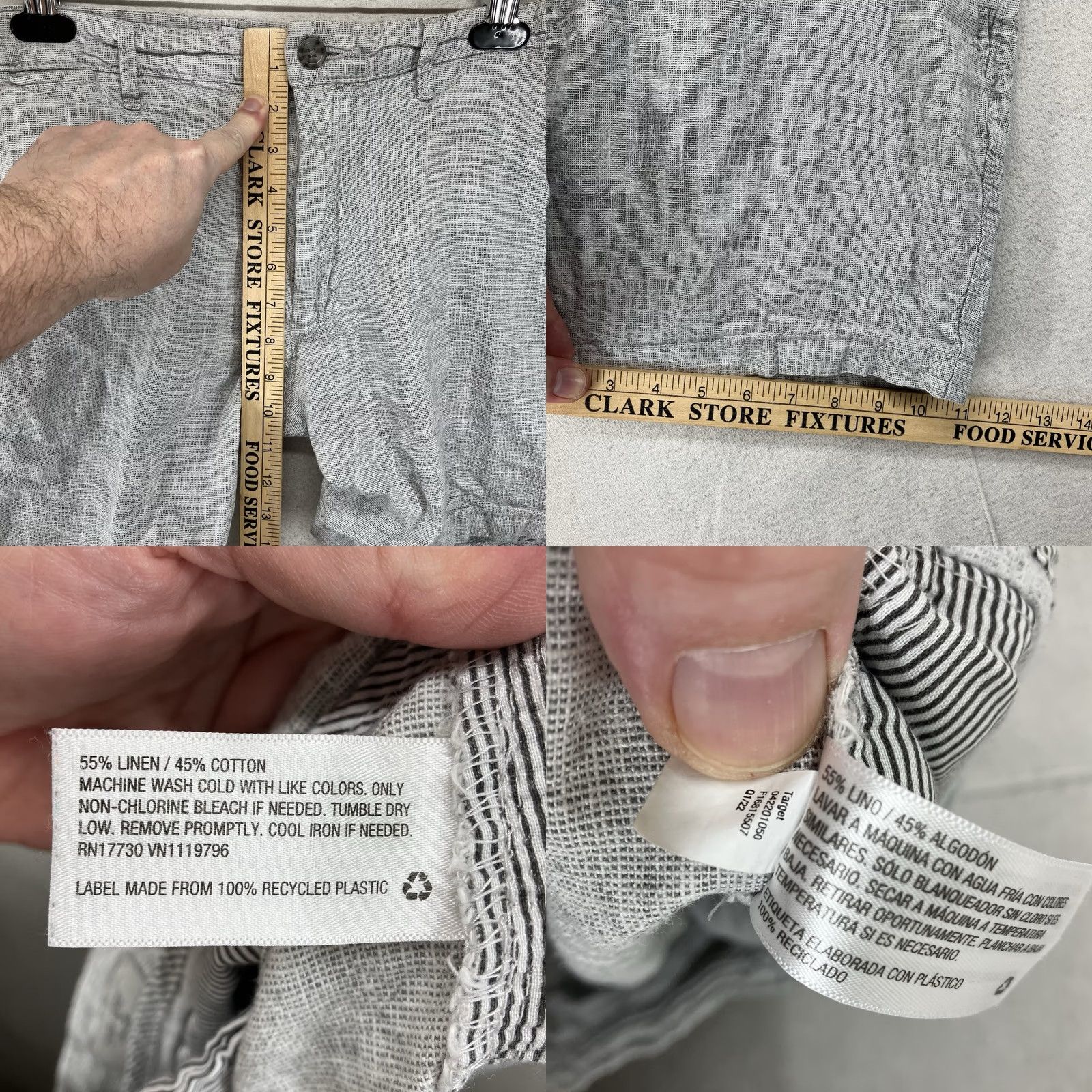 Vintage Goodfellow Men's Linen Blend Shorts Gray 38x6 Casual Chino Size US 36 / EU 52 - 10 Thumbnail