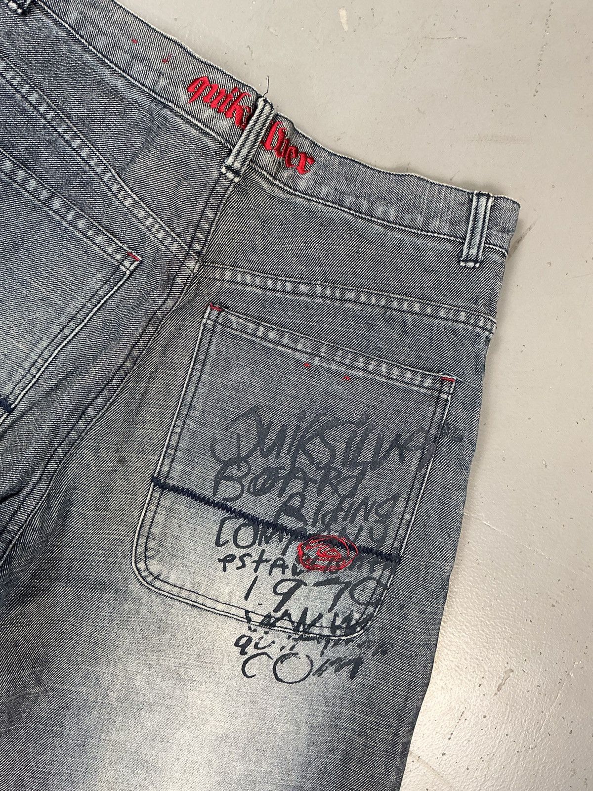Quiksilver × Vintage Vintage quiksilver SpellOut embroidered denim Size US 32 / EU 48 - 13 Thumbnail