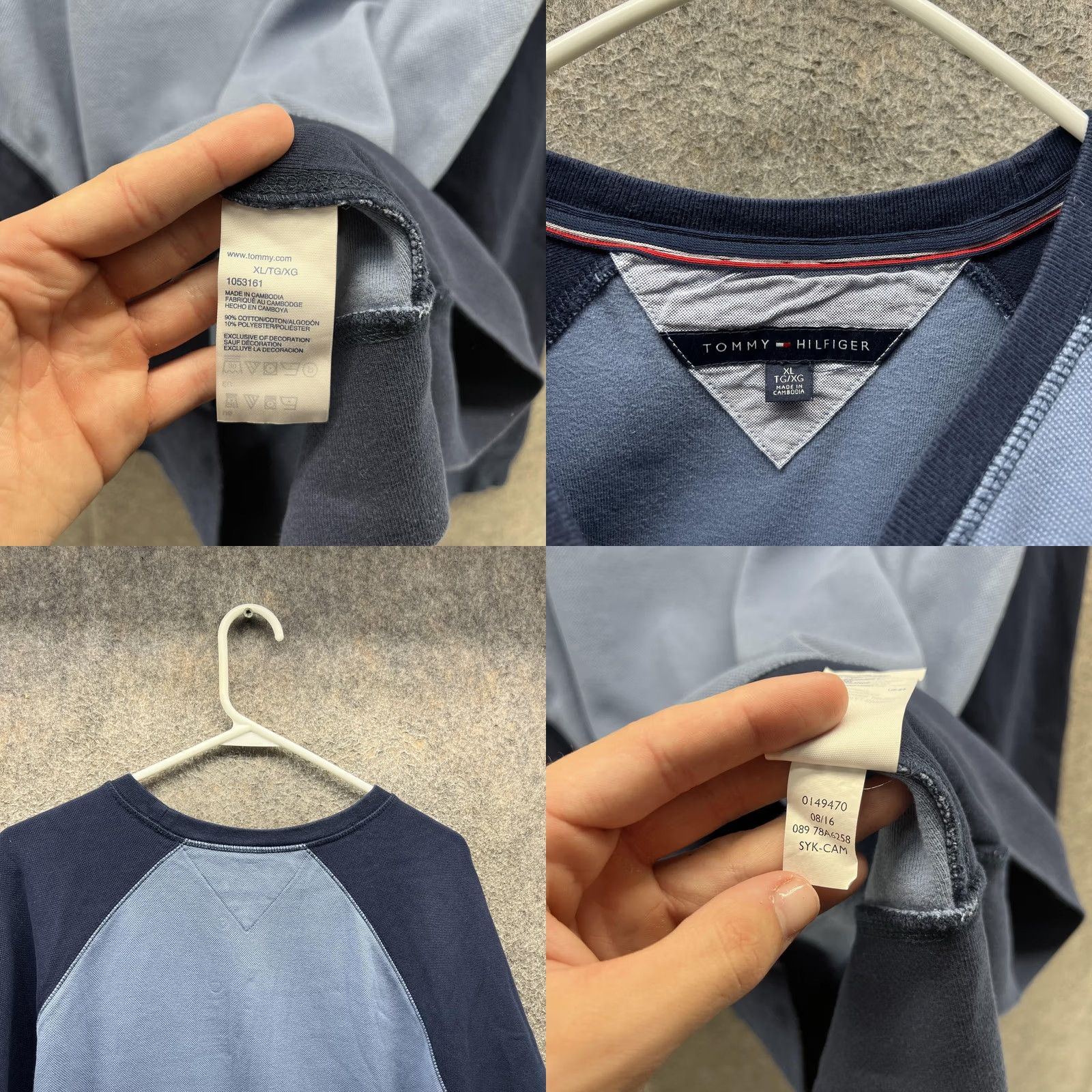 Tommy Hilfiger Tommy Hilfiger Sweatshirt Mens XL Blue Navy Colorblock Raglan Crewneck Pullover Size US XL / EU 56 / 4 - 8 Thumbnail