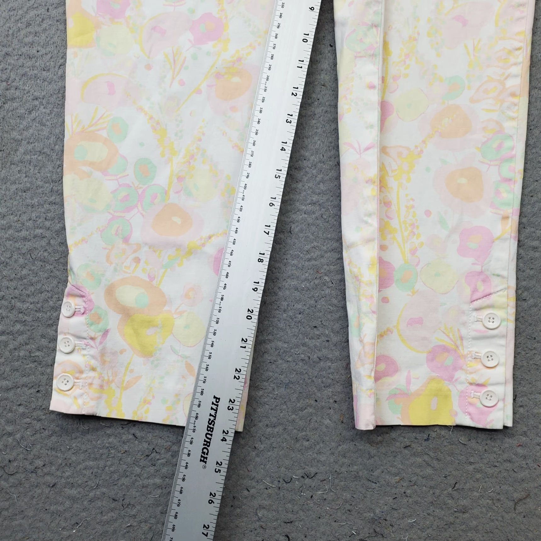Talbots Talbots Women Pants 10 Floral Stretch Flat Front Crop Ankle Button Multicolor Spring Summer 10 Mens? Size 32" / US 10 / IT 46 - 4 Thumbnail