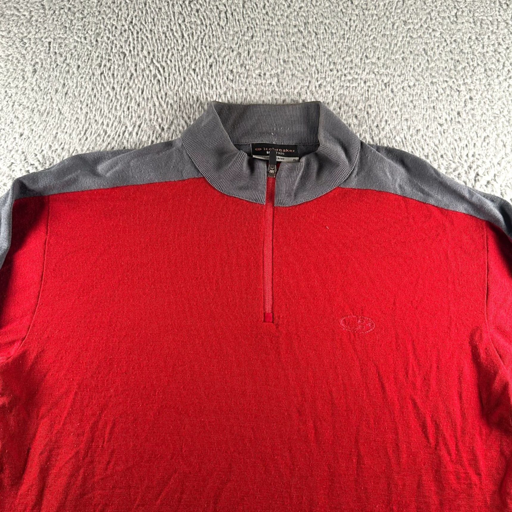 Icebreaker Icebreaker Pullover Mens XL Merino Sport320 Red Gray 1/4 Zip Long Sleeve Thermal Size US XL / EU 56 / 4 - 2 Thumbnail