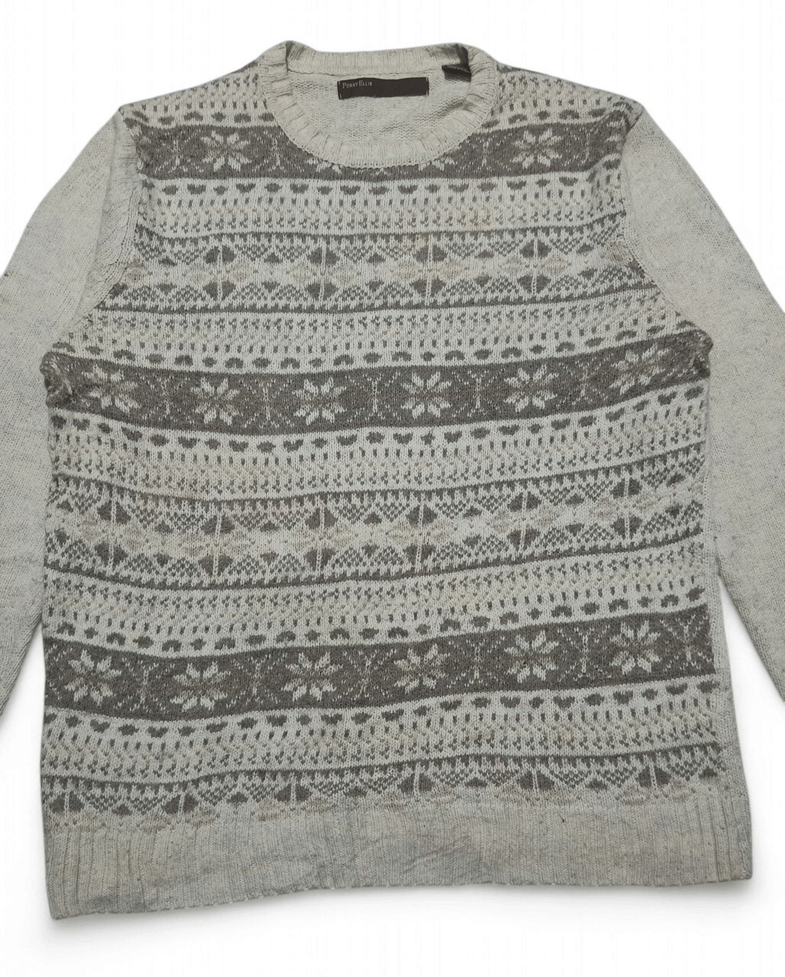 Perry Ellis Vintage 90s PERRY ELLIS Ethnic Striped Motifs Knit Sweater Size US M / EU 48-50 / 2 - 4 Thumbnail