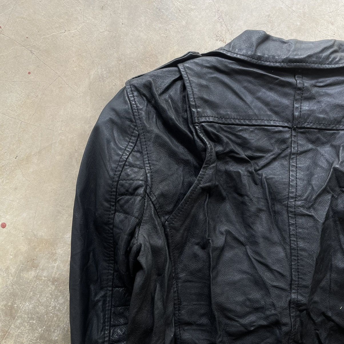 Le Grande Bleu (L.G.B.) Grail🔥 Archive Leather Jacket Asymmetrical Rick Owens Style Size US XS / EU 42 / 0 - 23 Thumbnail