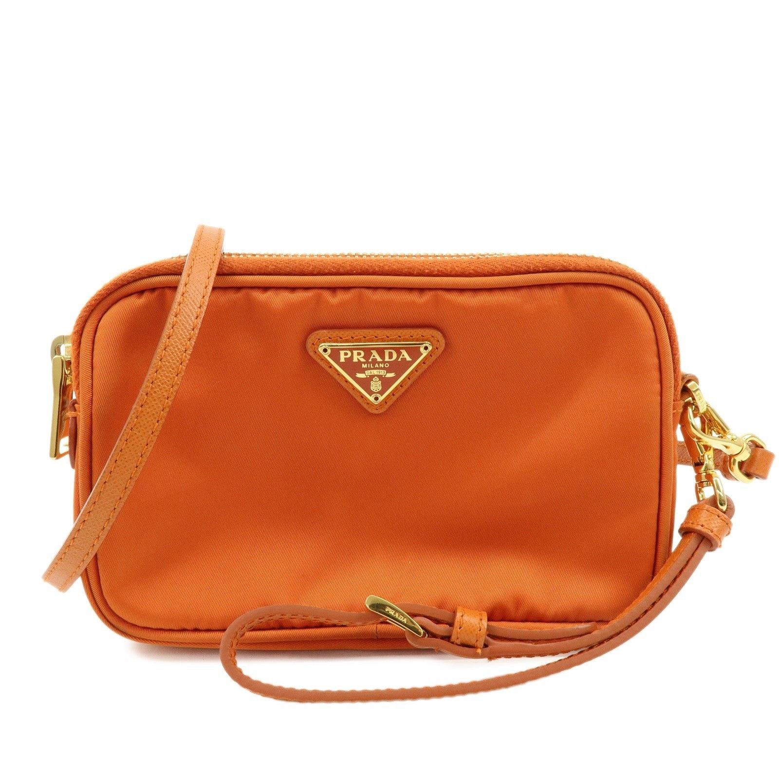 Prada Prada Triangle Logo Nylon Shoulder Bag Orange Size ONE SIZE - 1 Thumbnail
