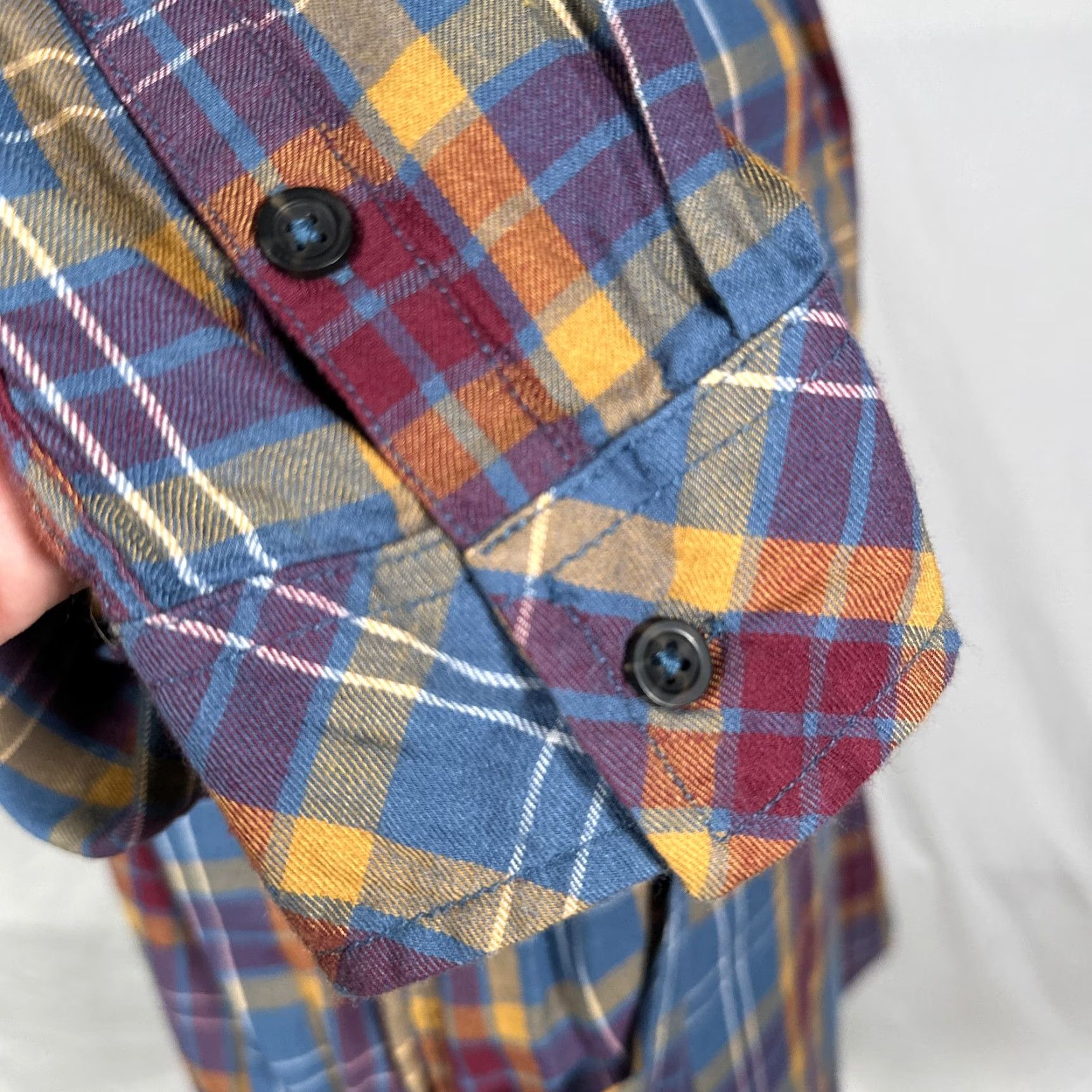 KAVU KAVU Womens Medium Blue Yellow Plaid Flannel Long Sleeve Tunic Shirt with Pockets Size M / US 6-8 / IT 42-44 - 6 Thumbnail