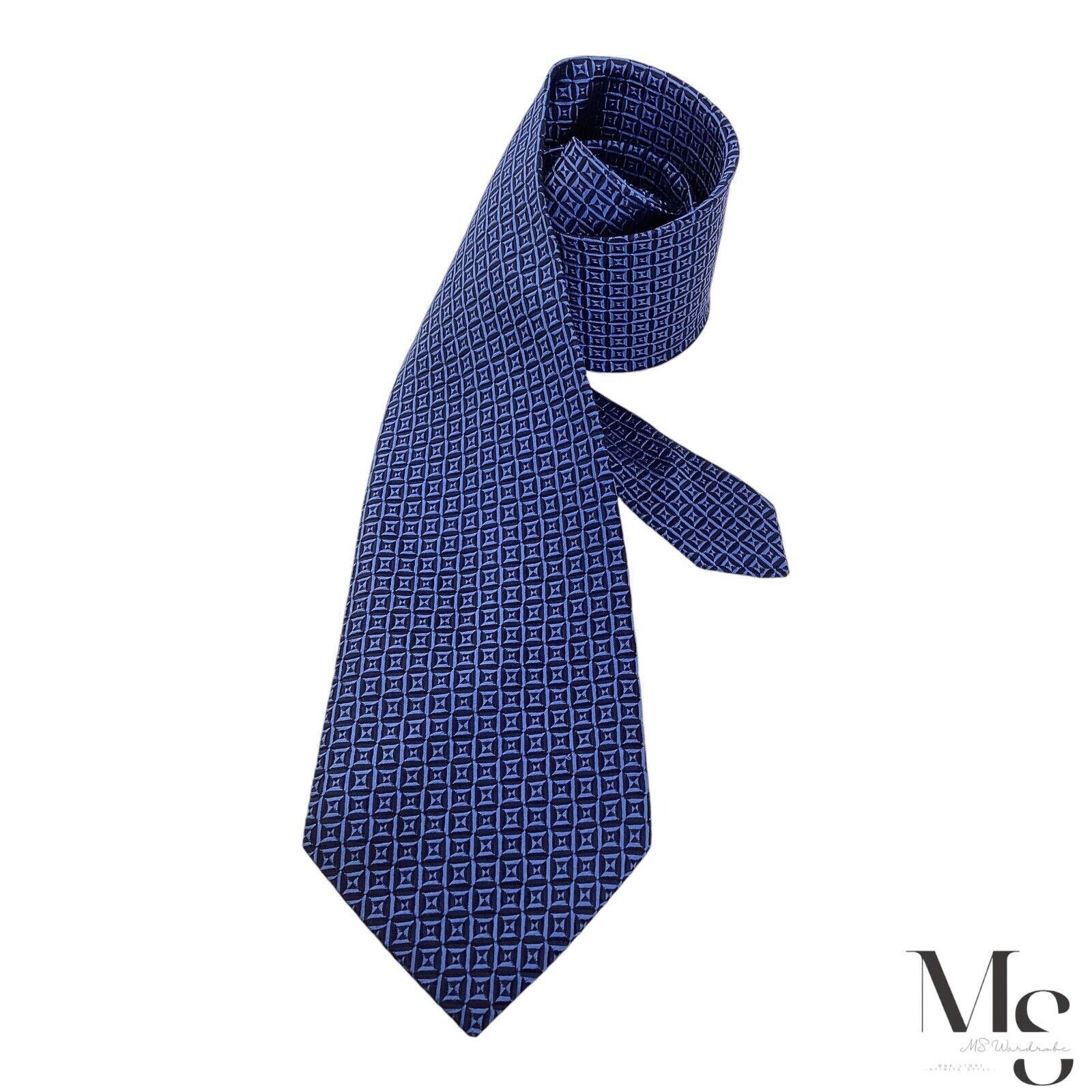 Lanvin LANVIN PARIS Blue Geometric Luxury Silk Tie Made In France W Size ONE SIZE - 1 Thumbnail