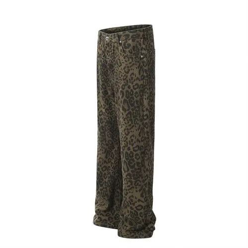 VIBE Loose casual punk washed workwear leopard print jeans y2k Size US 32 / EU 48 - 2 Thumbnail