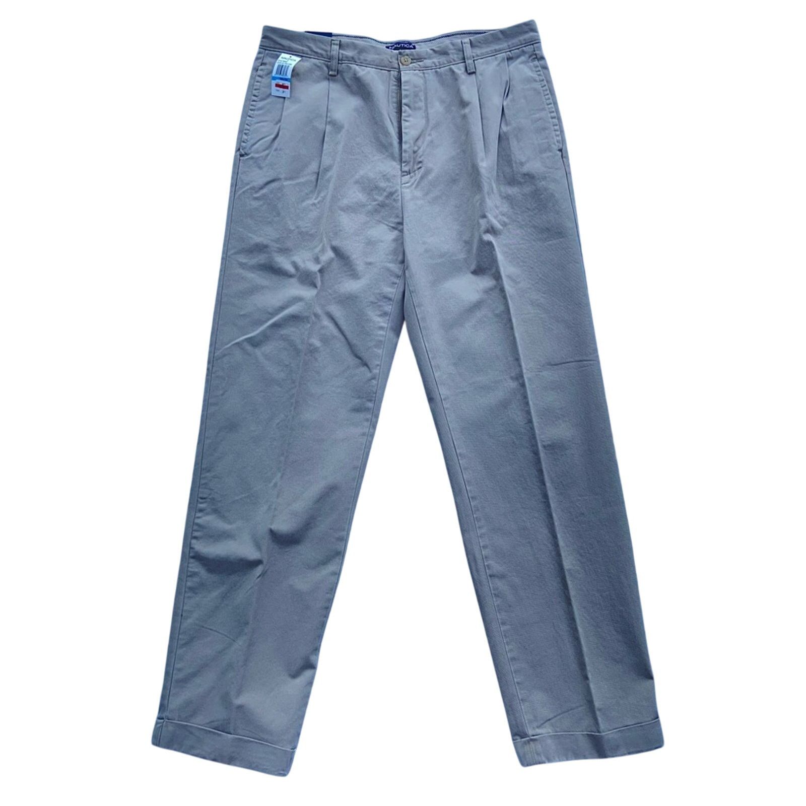 Nautica NWT New Nautica Mens Size 36X34 Khaki Cotton Cuffed Pants Size US 36 / EU 52 - 1 Thumbnail