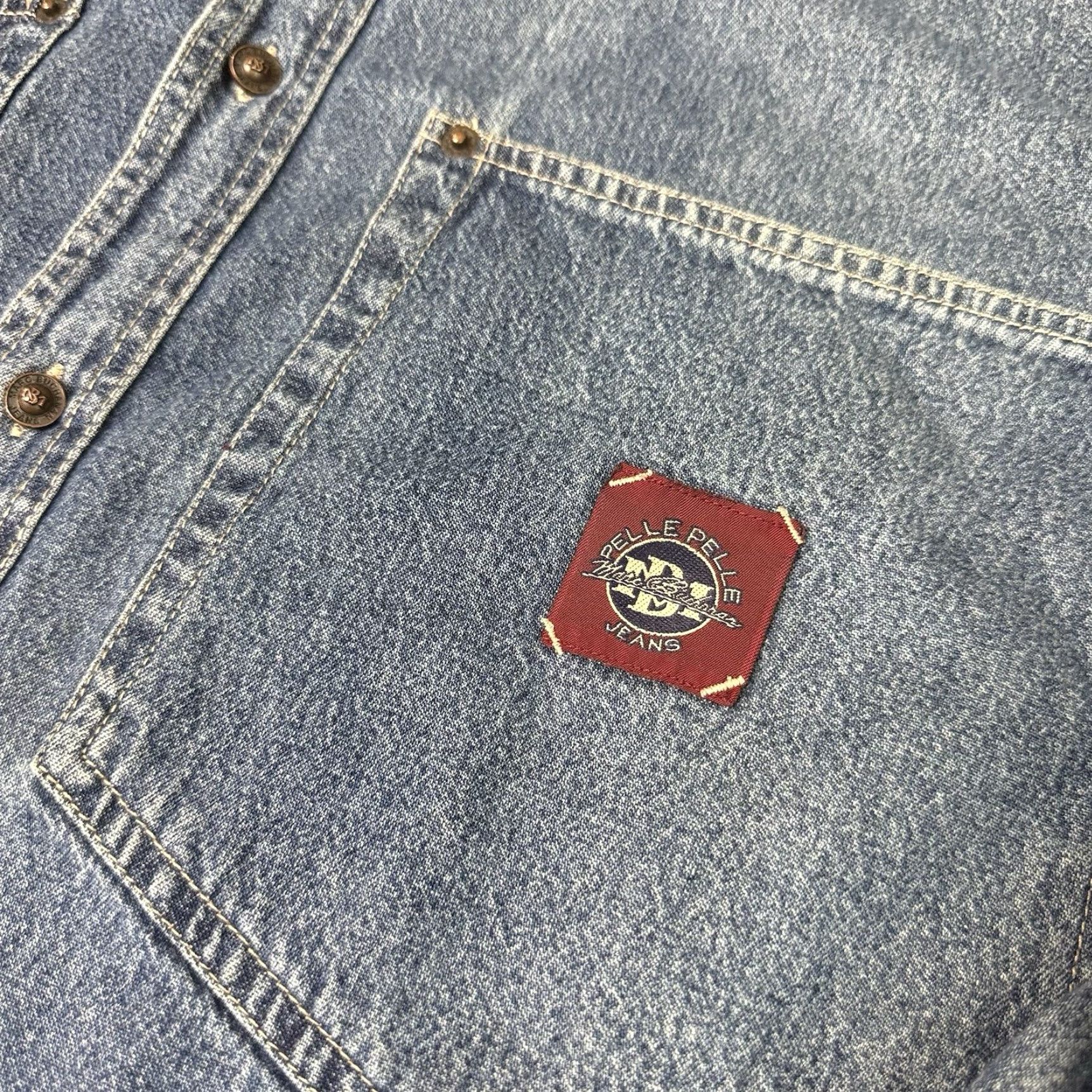 Pelle Pelle VINTAGE Pelle Pelle Denim Shirt Mens XL Blue 90s Hip Hop Retro Oversized Button-Up Collared Long Sleeve Size US XL / EU 56 / 4 - 3 Thumbnail