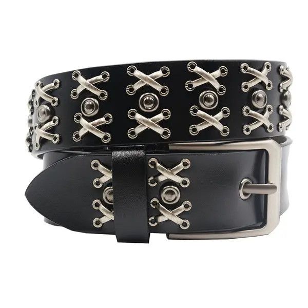 Retro Leather Cowboy Rivet Jeans Belt