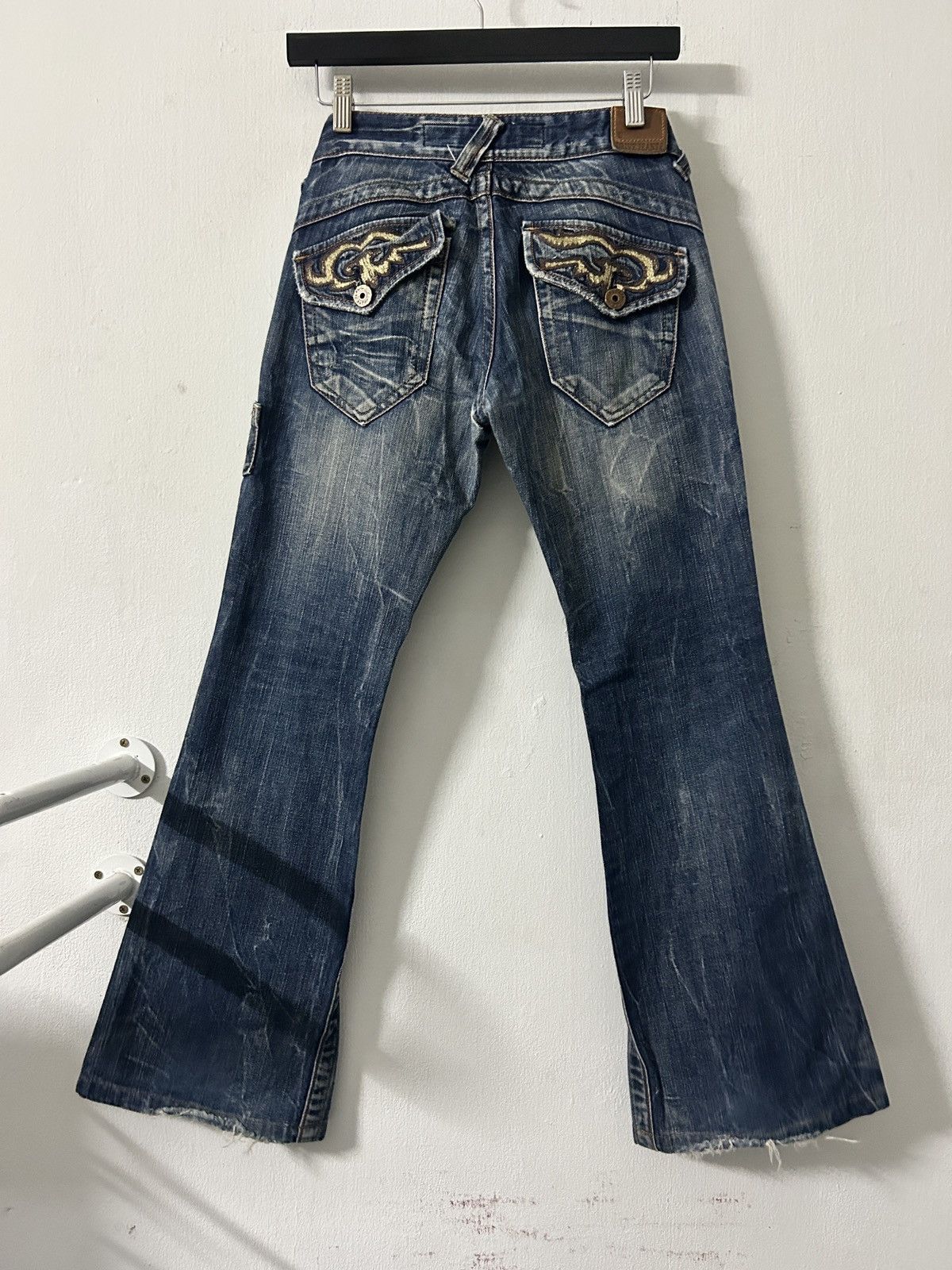 If Six Was Nine Flared whiskered fade embroidered pocket japanese denim Size 29" - 3 Thumbnail