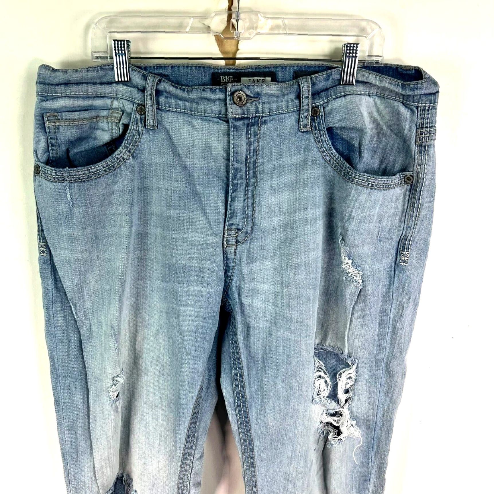 Vintage Buckle BKE Jake Men's Straight Leg Denim Jeans Size 38L Blue Distressed 34x38 Size US 38 / EU 54 - 2 Thumbnail