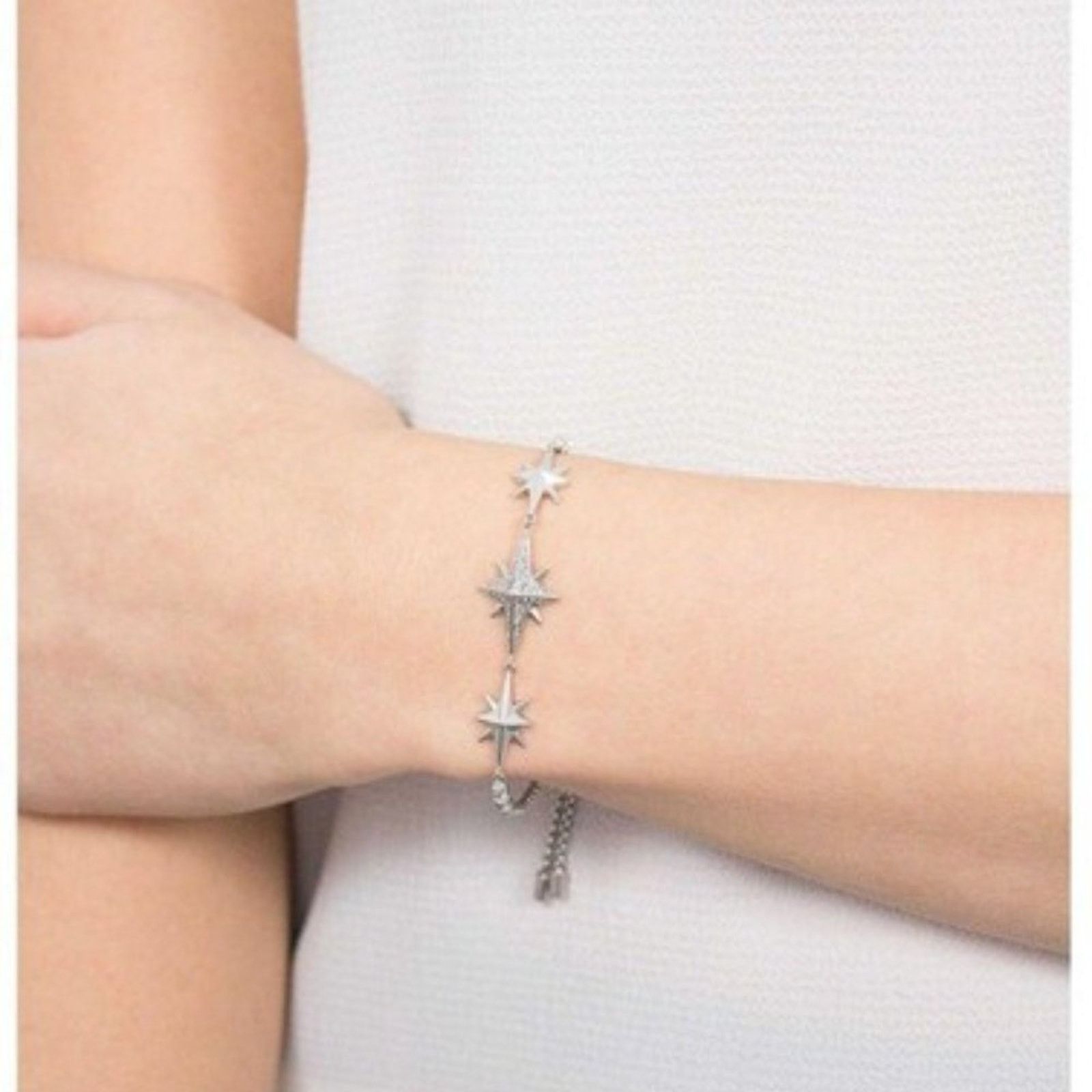Michael Kors MICHAEL KORS Silver Starburst Pave Slider Bracelet Size ONE SIZE - 4 Thumbnail