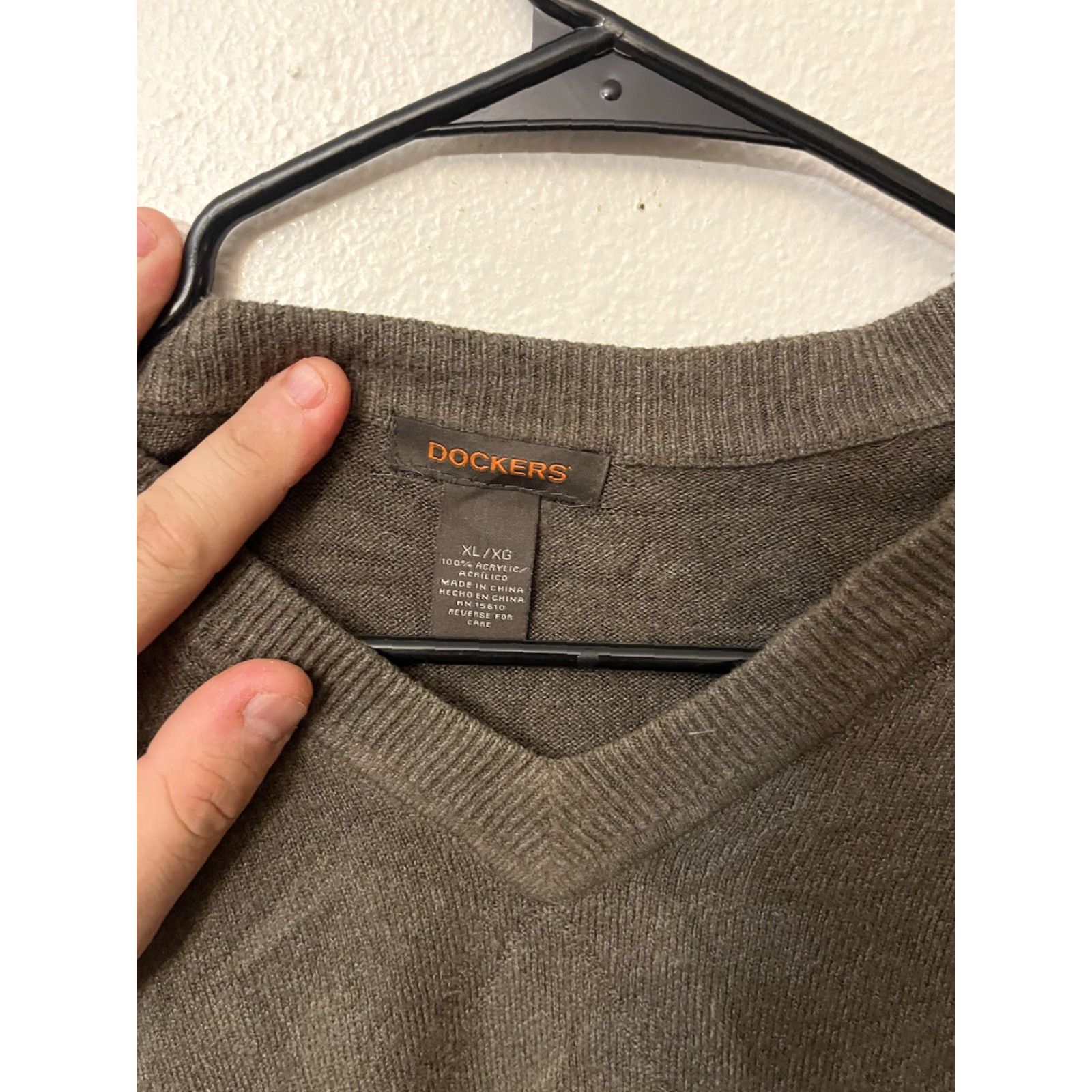 Dockers DOCKERS Men's Sweater Pullover V-Neck Long Sleeve Geometric Brown XL Acrylic Classic Size US XL / EU 56 / 4 - 3 Thumbnail