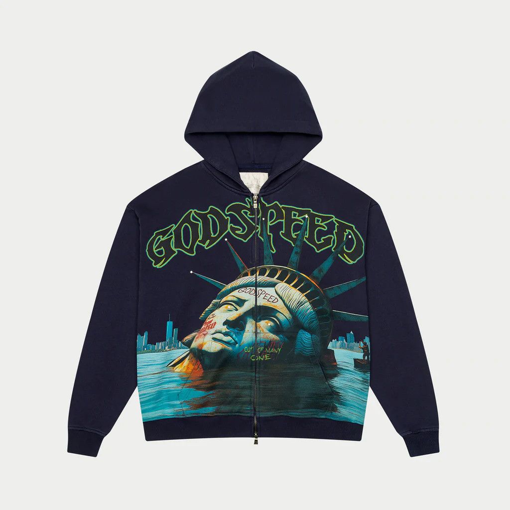 Godspeed Godspeed "Sunken Liberty" Navy Wash Hoodie Size US XS / EU 42 / 0 - 1 Thumbnail