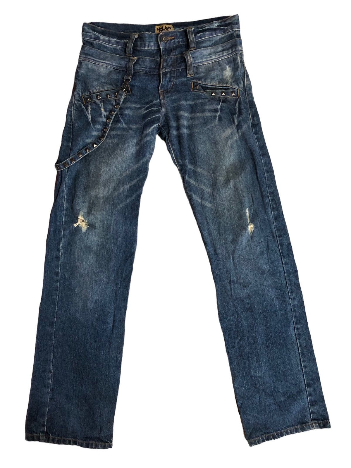 If Six Was Nine × Japanese Brand × Le Grande Bleu (L.G.B.) Nylaus Double Waist Punk Bondage pants Size US 31 - 1 Thumbnail