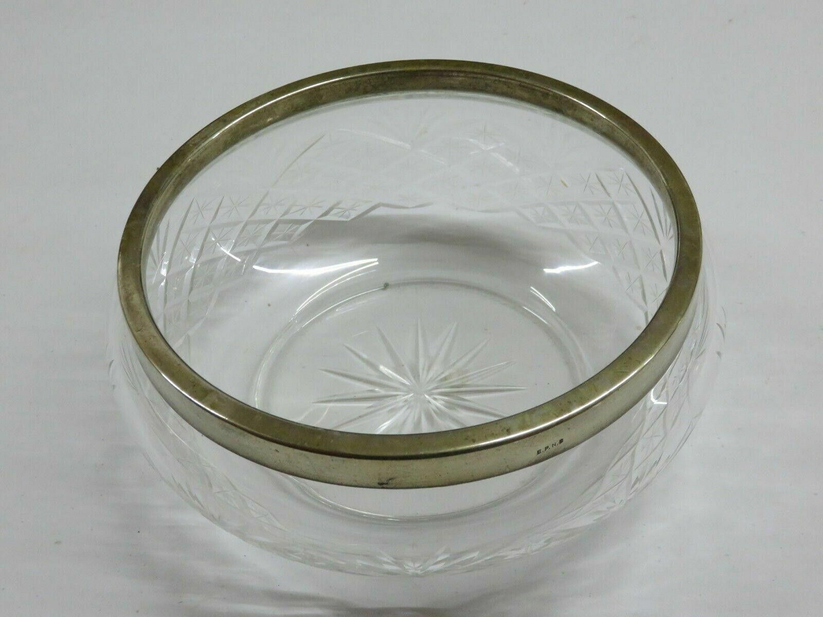 The Unbranded Brand Cut Crystal Fruit Salad Serving Bowl With Silver Plated Rim Size ONE SIZE - 4 Thumbnail
