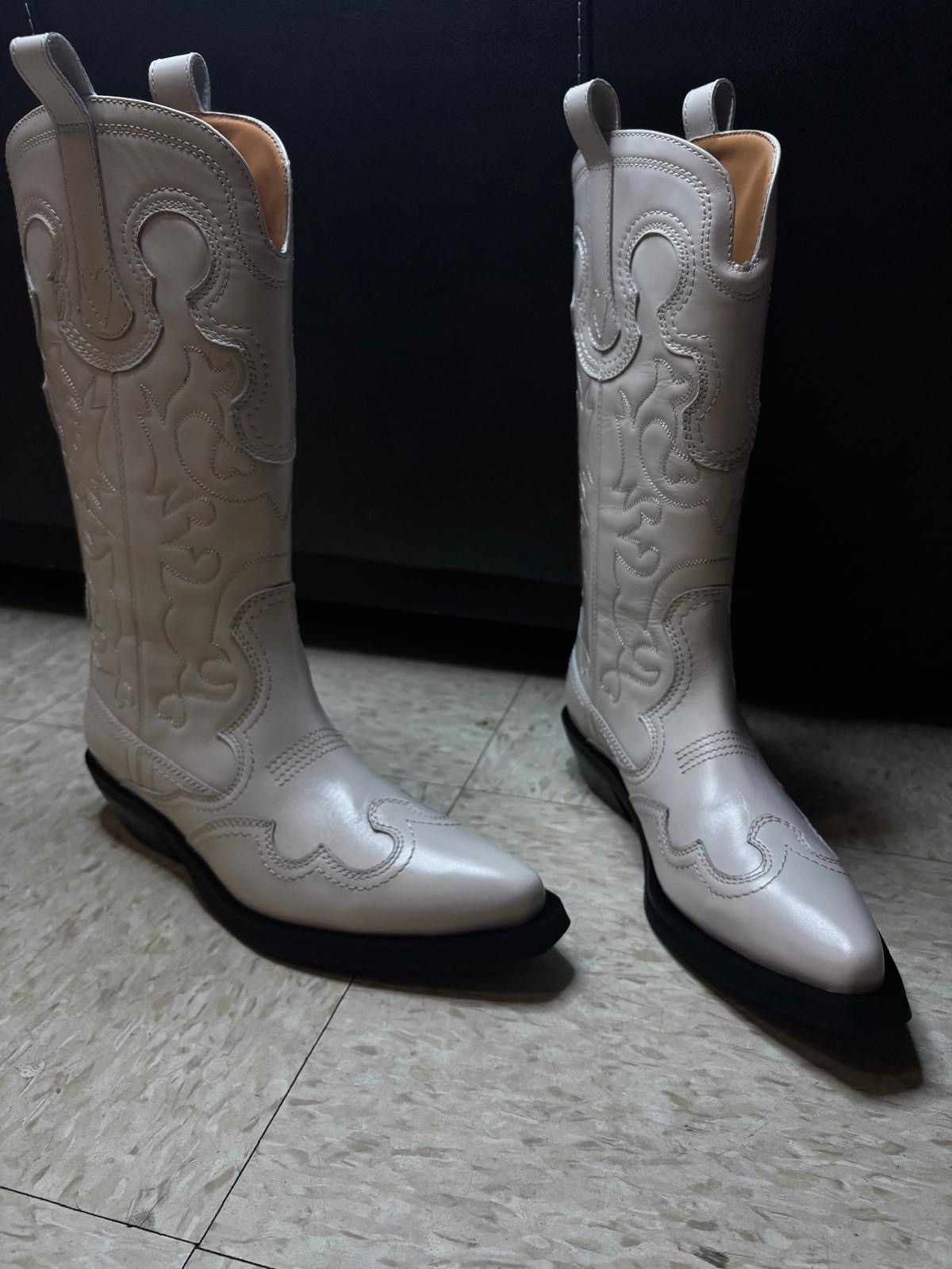 Ganni Ganni Mid Shaft Embroidered Western Boots Size US 8.5 / IT 38.5 - 1 Thumbnail