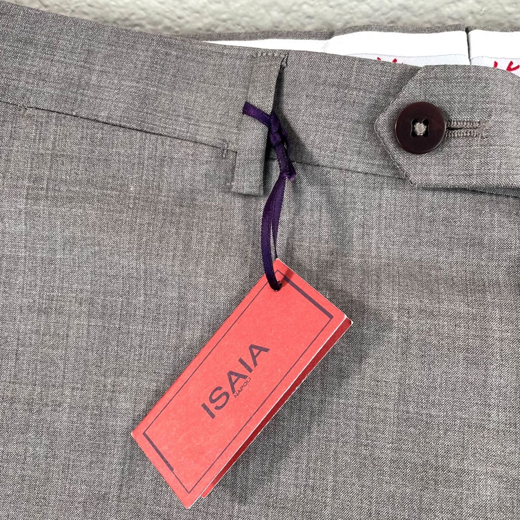 Isaia VINTAGE Isaia Napoli Wool Flat Front Trousers Pants Men EU48 US32 Medium Brown NWT 250 Size US 32 / EU 48 - 7 Thumbnail