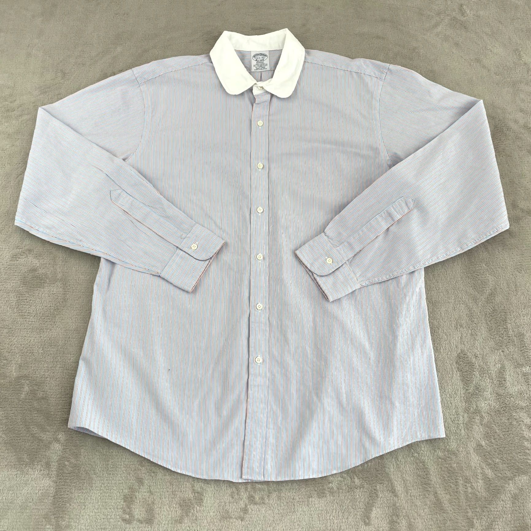 Brooks Brothers VINTAGE Brooks Brothers Dress Shirt Men 16.5-35 Blue Striped Regent Fit Preppy NWOT 40 Size 46R - 3 Thumbnail