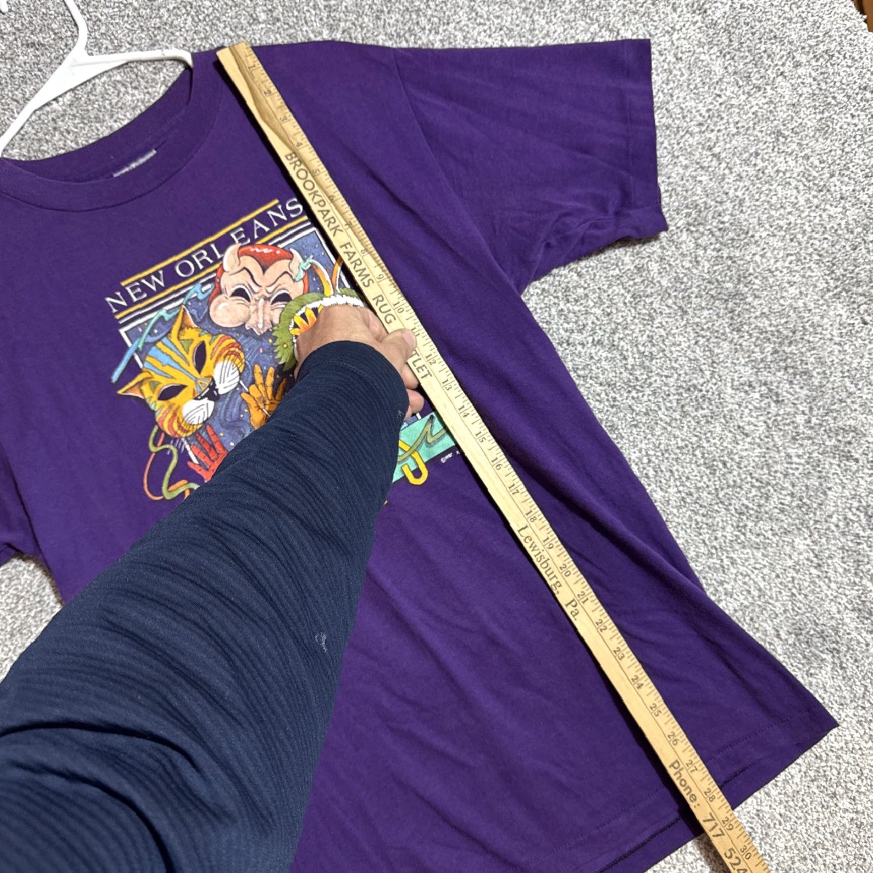Hanes VINTAGE Hanes T-Shirt Mardi Gras New Orleans USA Graphic Tourist Tee Mens Large Purple 90s City Outdoor USA Shirt Size US L / EU 52-54 / 3 - 2 Thumbnail