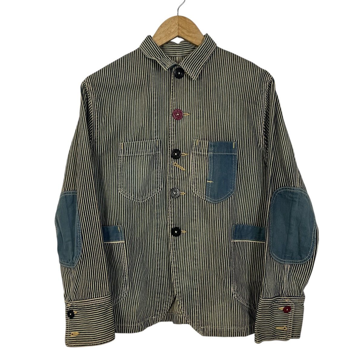Vintage Porter Classic Hickory Stripe Patchwork Jacket