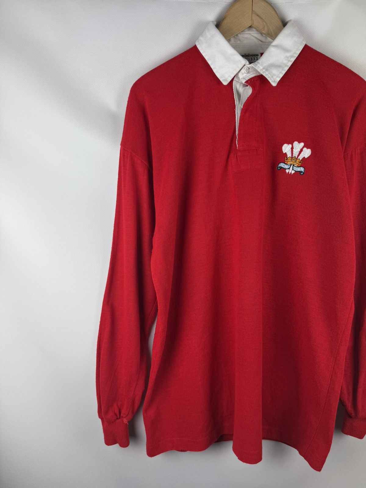 Vintage Vintage 80s Halbro Wales Rugby Union Ich Dien Jersey Shirt Size US L / EU 52-54 / 3 - 2 Thumbnail