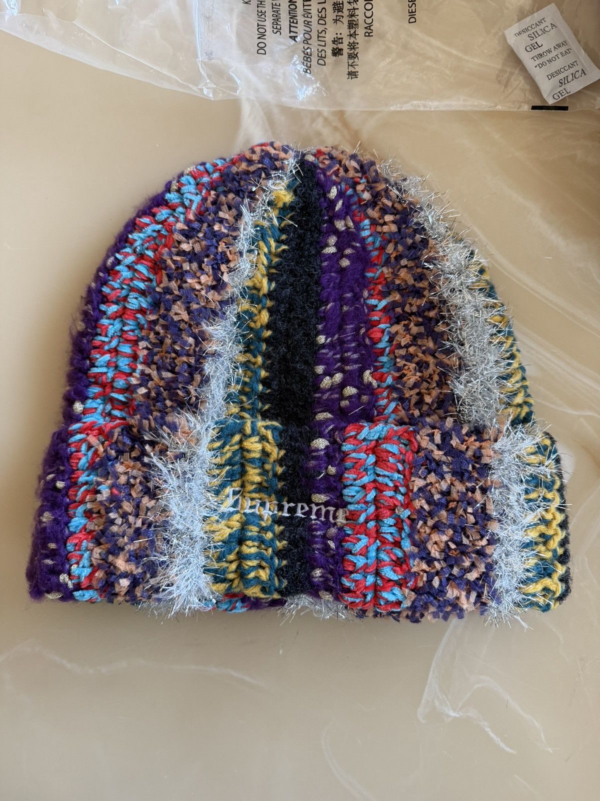 NEW SUPREME TINSEL STRIPE BEANIE