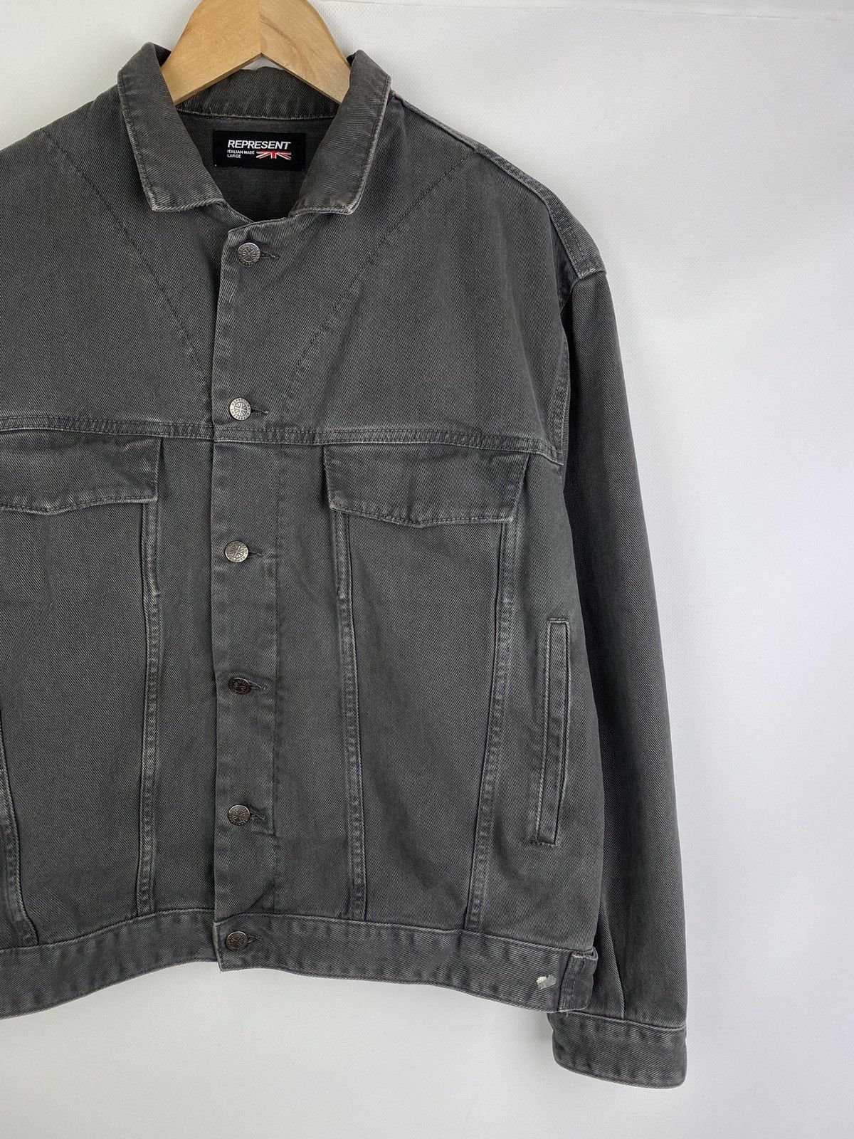 Represent Clo. Represent Clo. Spread collar men’s smoke denim jacket size L Size US L / EU 52-54 / 3 - 3 Thumbnail