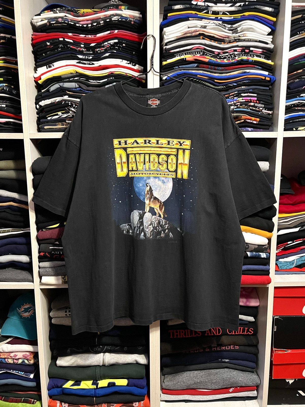 Harley Davidson Vintage 1993 Harley Davidson Wolf 3D Emblem Style T-Shirt Size US XXL / EU 58 / 5 - 1 Thumbnail
